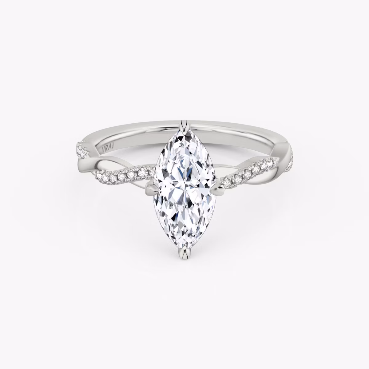 The Twisted Classic | Marquise | Platinum | bandAccent: Pavé | diamondOrientation: vertical | caratWeight: other