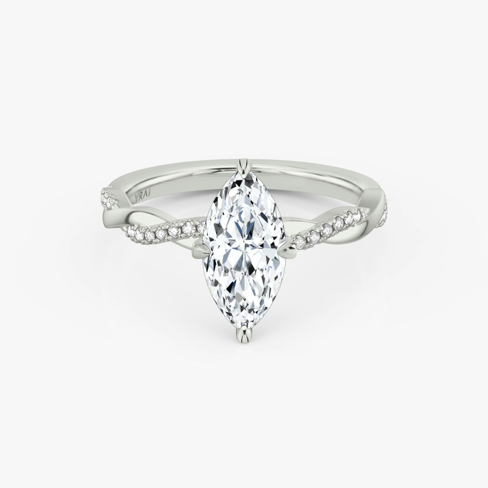 The Twisted Classic | Marquise | Platinum | bandAccent: Pavé | diamondOrientation: vertical | caratWeight: other