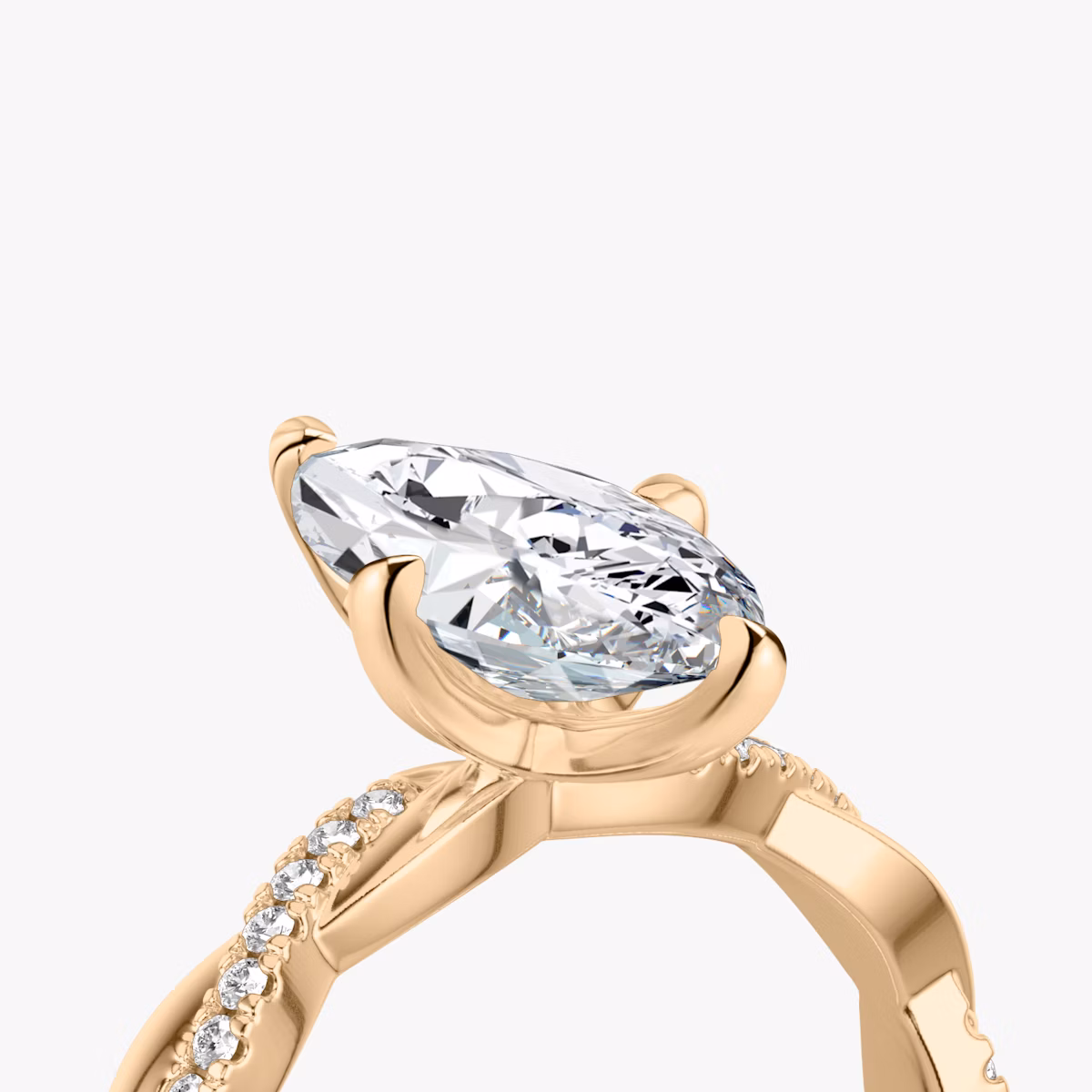 The Twisted Classic | Marquise | 14k | Rose Gold | bandAccent: Pavé | diamondOrientation: vertical | caratWeight: other