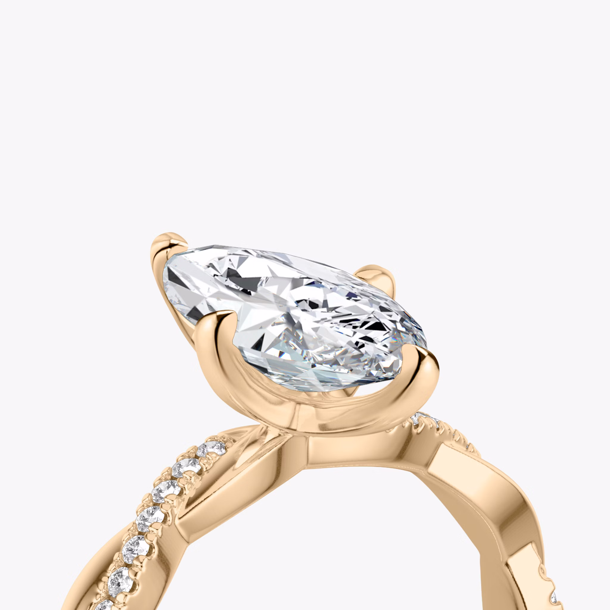 The Twisted Classic | Marquise | 14k | Rose Gold | bandAccent: Pavé | diamondOrientation: vertical | caratWeight: other