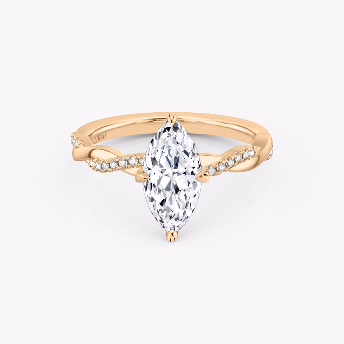 The Twisted Classic | Marquise | 14k | Rose Gold | bandAccent: Pavé | diamondOrientation: vertical | caratWeight: other