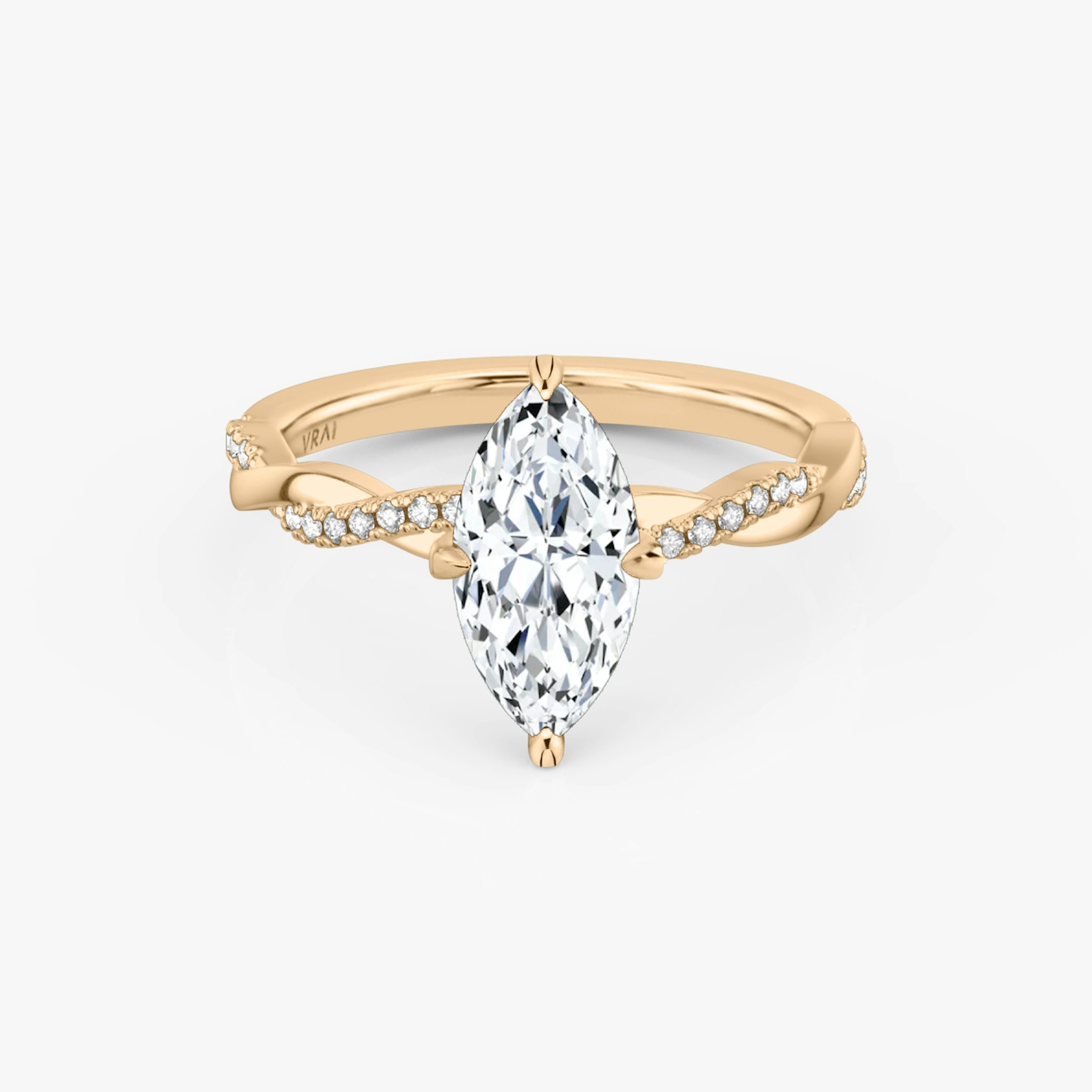 The Twisted Classic | Marquise | 14k | Rose Gold | bandAccent: Pavé | diamondOrientation: vertical | caratWeight: other
