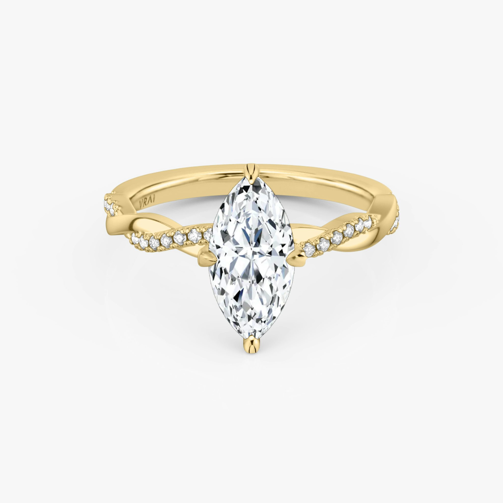 The Twisted Classic | Marquise | 18k | Yellow Gold | bandAccent: Pavé | diamondOrientation: vertical | caratWeight: other