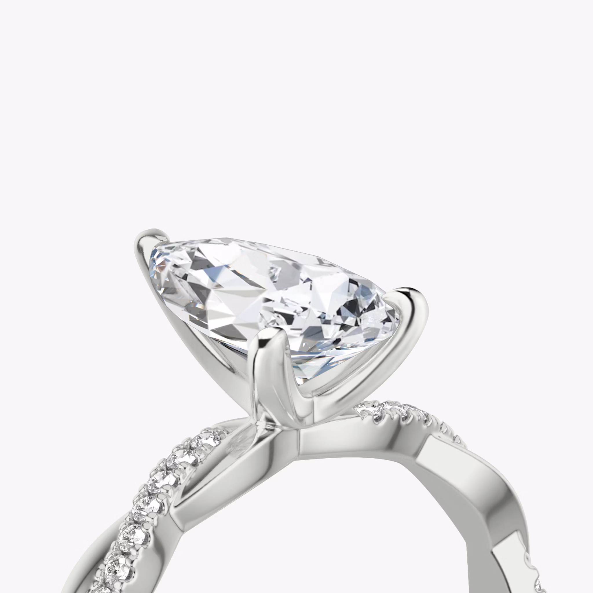 The Twisted Classic | Pear | Platinum | bandAccent: Pavé | diamondOrientation: vertical | caratWeight: other