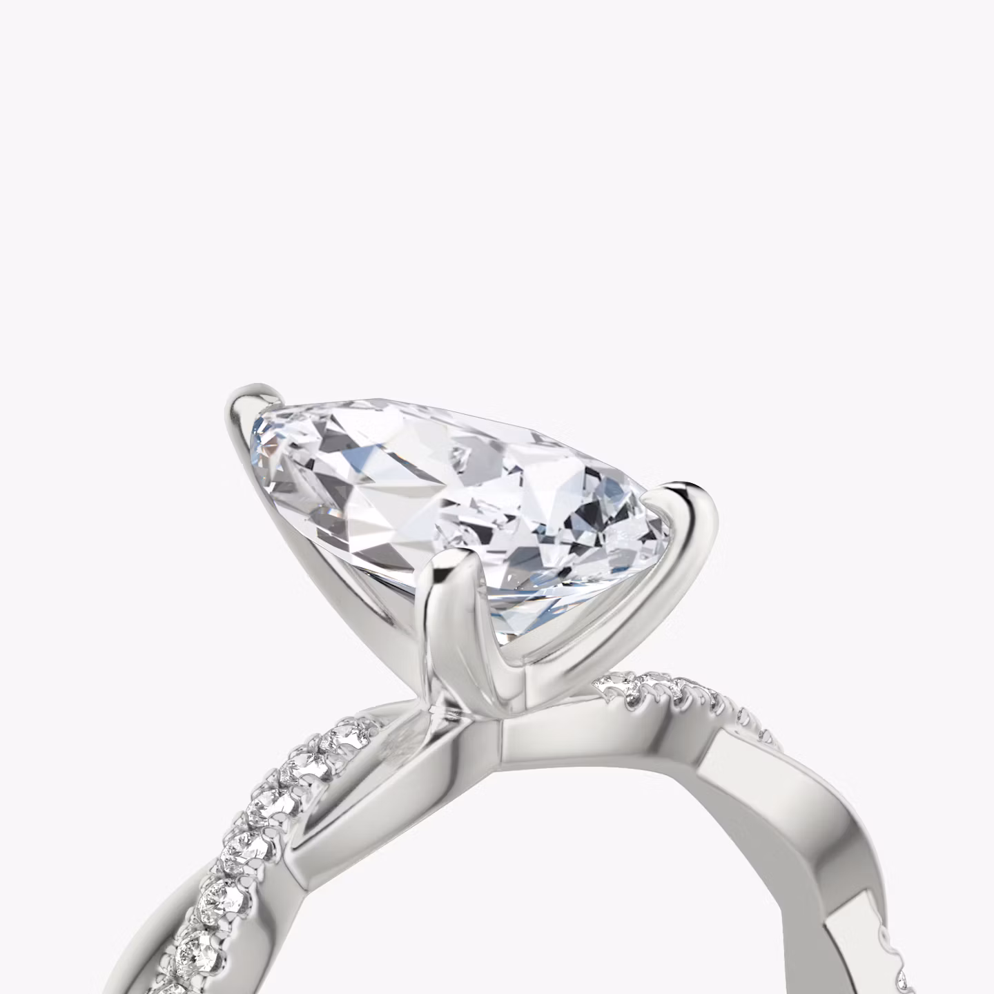 The Twisted Classic | Pear | 18k | White Gold | bandAccent: Pavé | diamondOrientation: vertical | caratWeight: other