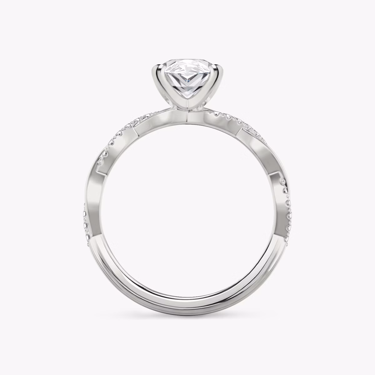 The Twisted Classic | Pear | Platinum | bandAccent: Pavé | diamondOrientation: vertical | caratWeight: other
