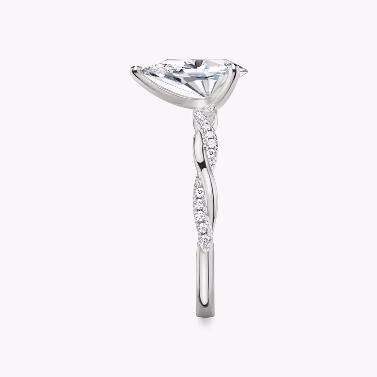 The Twisted Classic | Pear | Platinum | bandAccent: Pavé | diamondOrientation: vertical | caratWeight: other