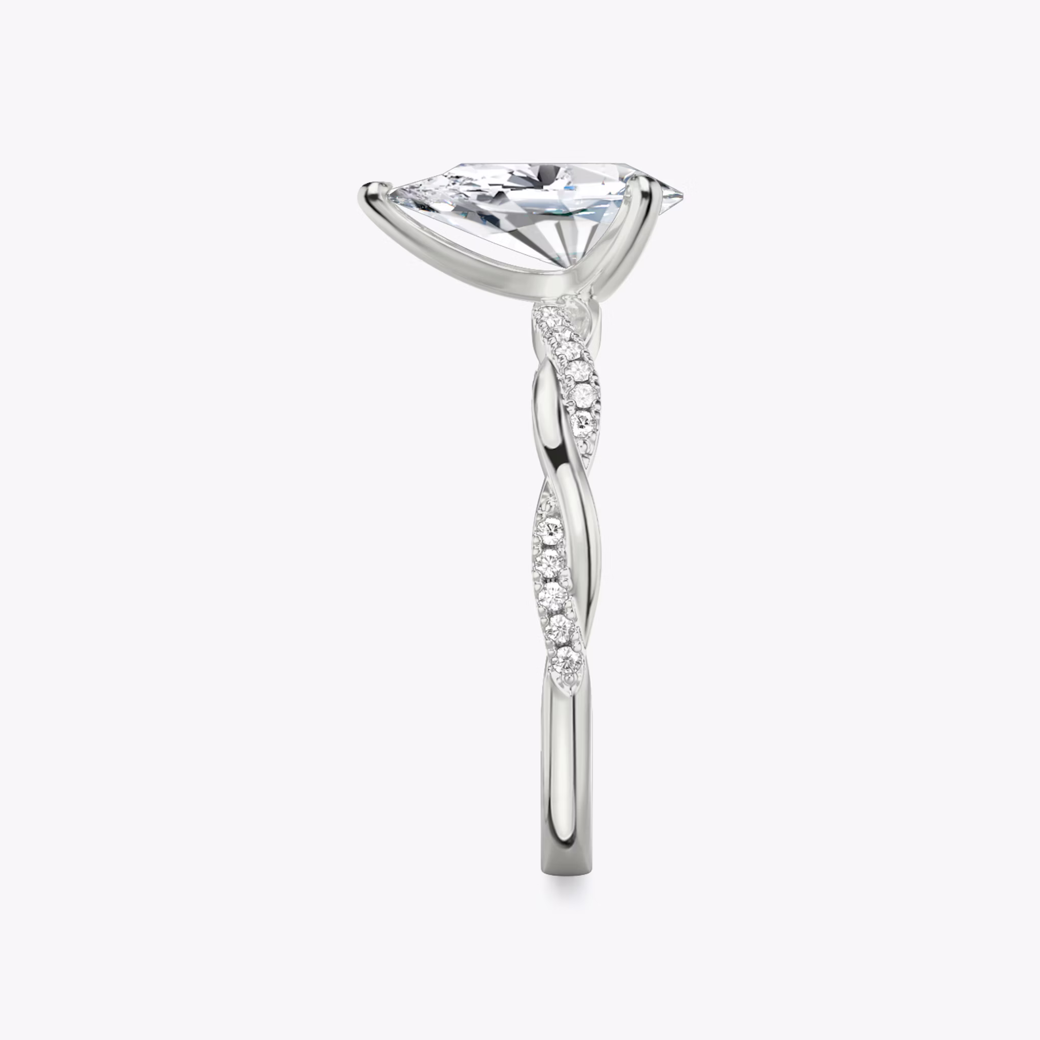 The Twisted Classic | Pear | Platinum | bandAccent: Pavé | diamondOrientation: vertical | caratWeight: other