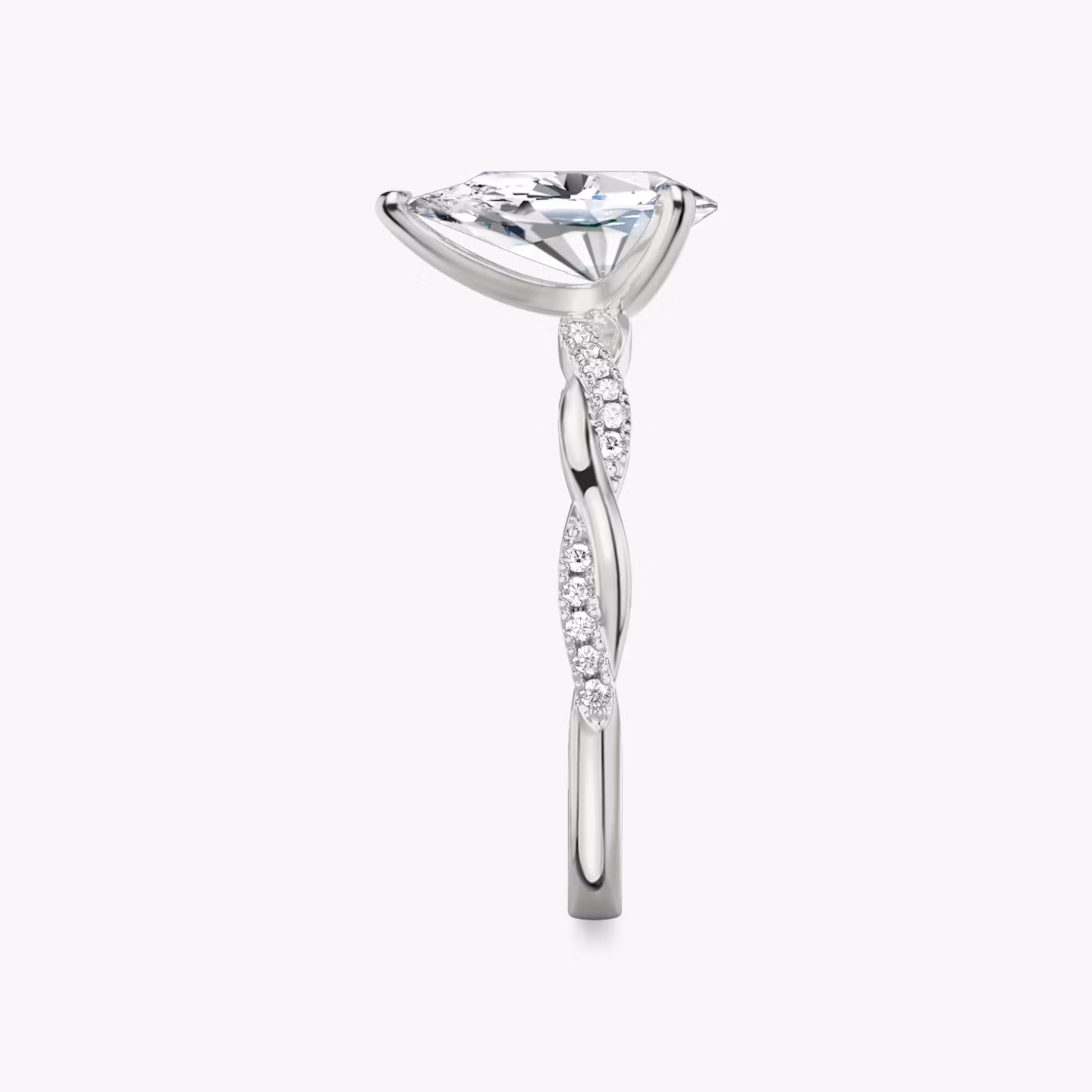 The Twisted Classic | Pear | 18k | White Gold | bandAccent: Pavé | diamondOrientation: vertical | caratWeight: other