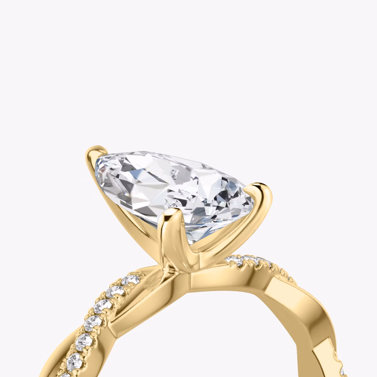 The Twisted Classic | Pear | 18k | Yellow Gold | bandAccent: Pavé | diamondOrientation: vertical | caratWeight: other