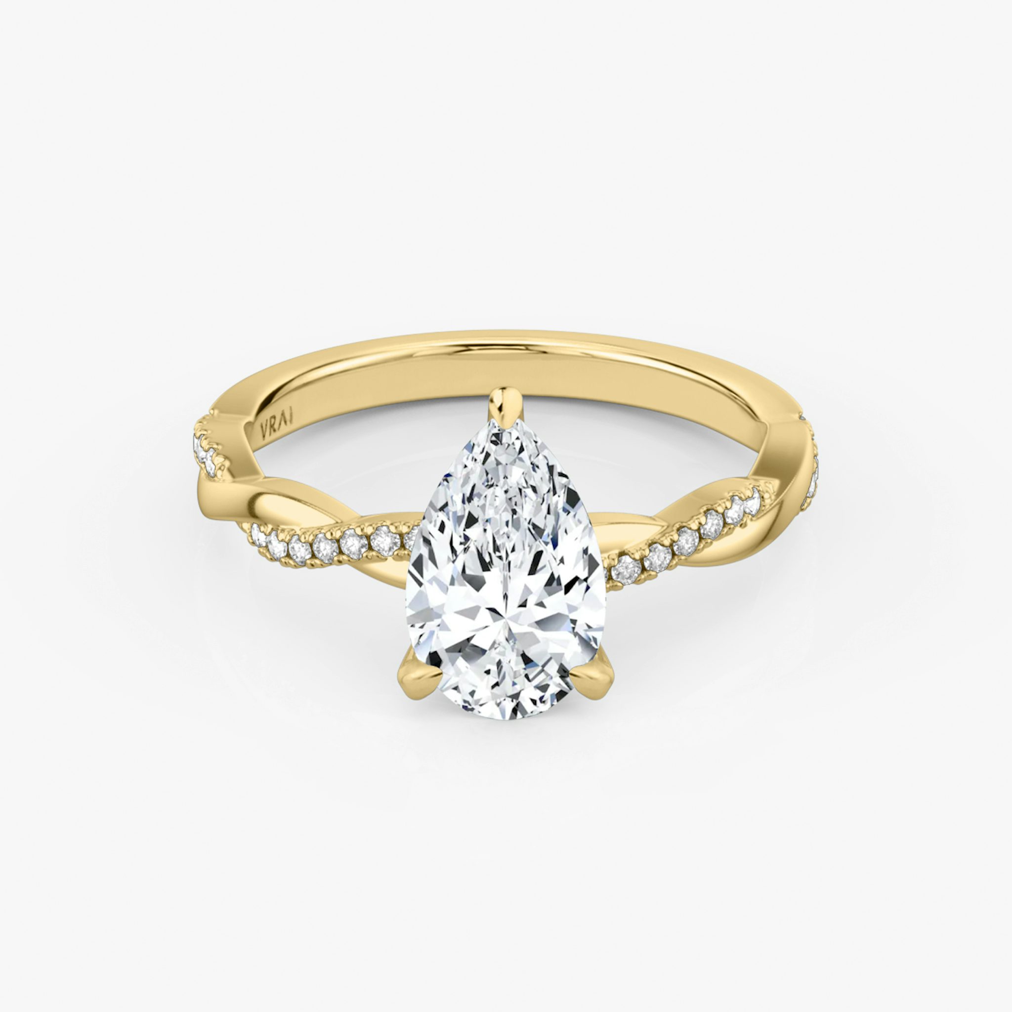 The Twisted Classic | Pear | 18k | Yellow Gold | bandAccent: Pavé | diamondOrientation: vertical | caratWeight: other