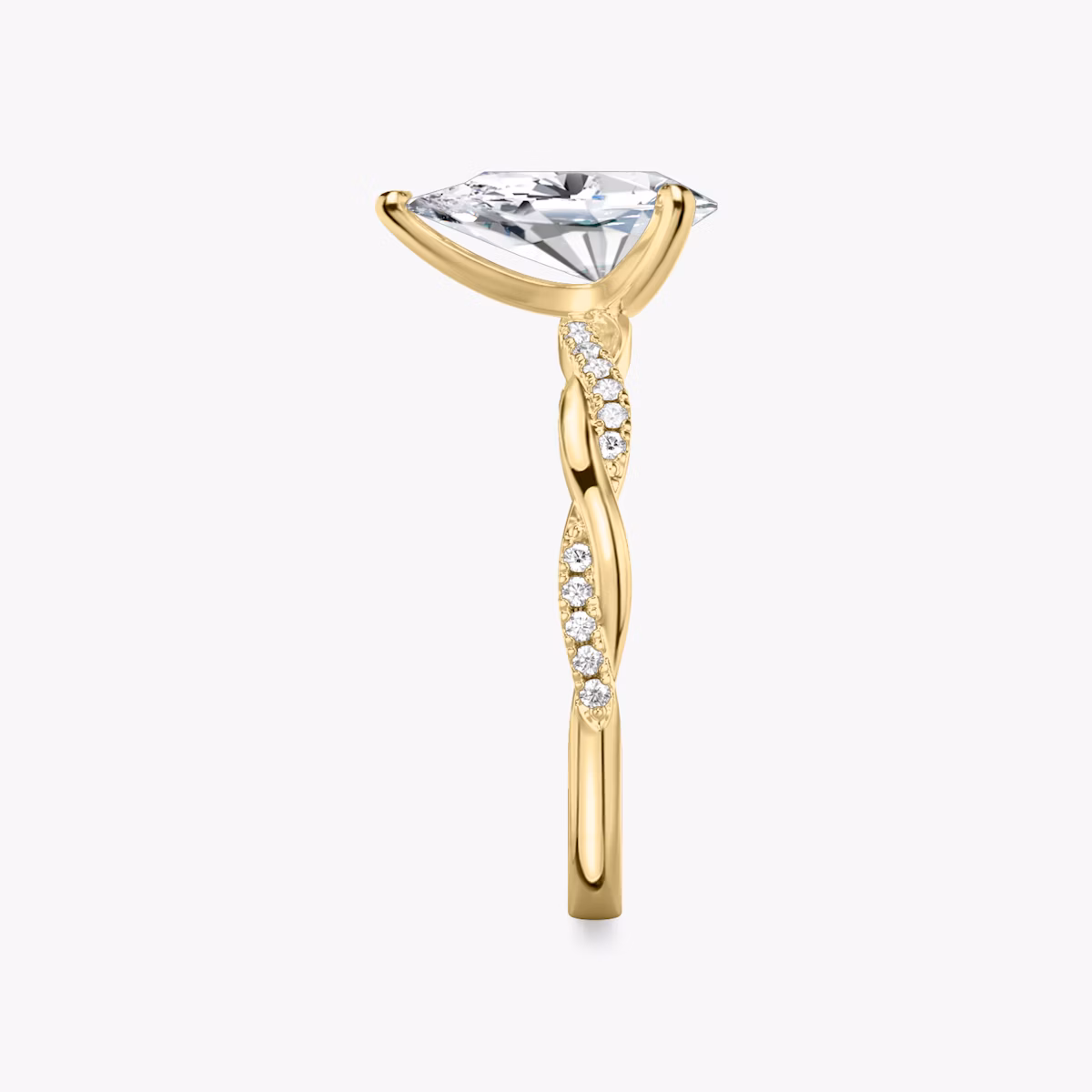 The Twisted Classic | Pear | 18k | Yellow Gold | bandAccent: Pavé | diamondOrientation: vertical | caratWeight: other