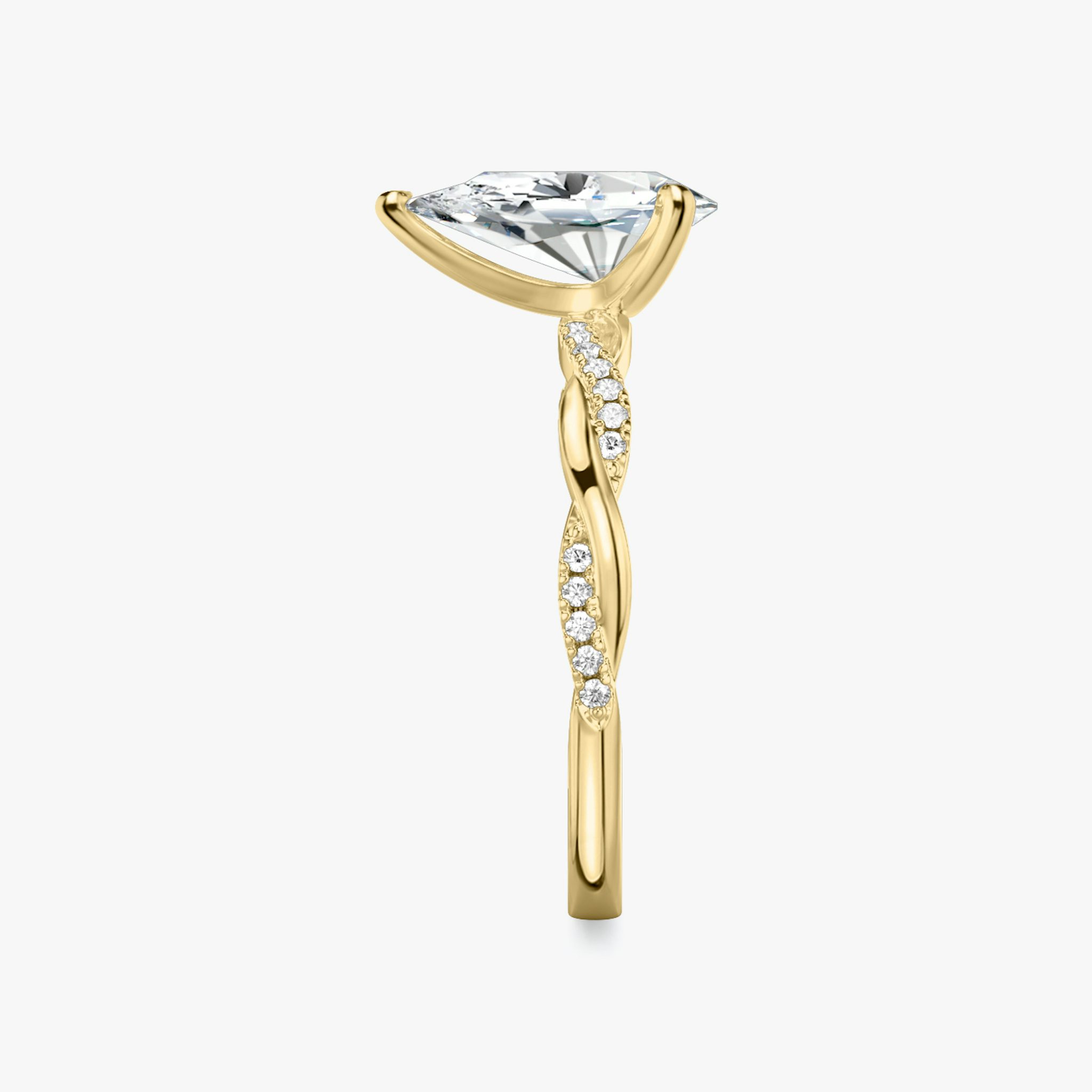 The Twisted Classic | Pear | 18k | Yellow Gold | bandAccent: Pavé | diamondOrientation: vertical | caratWeight: other