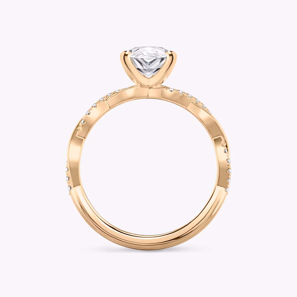 The Twisted Classic | Pear | 14k | Rose Gold | bandAccent: Pavé | diamondOrientation: vertical | caratWeight: other