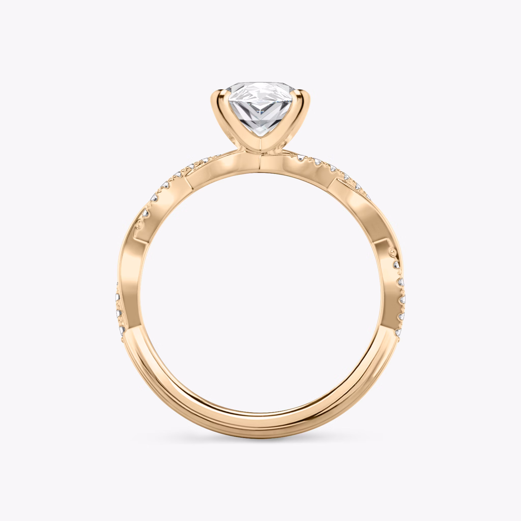 The Twisted Classic | Pear | 14k | Rose Gold | bandAccent: Pavé | diamondOrientation: vertical | caratWeight: other