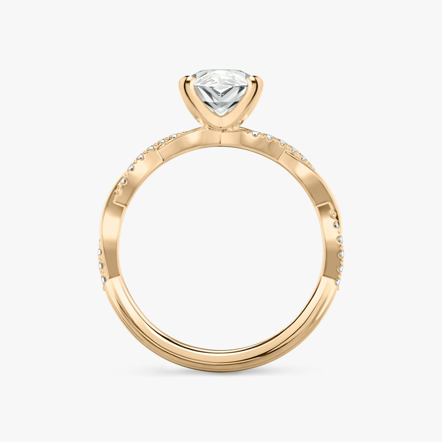 The Twisted Classic | Pear | 14k | Rose Gold | bandAccent: Pavé | diamondOrientation: vertical | caratWeight: other