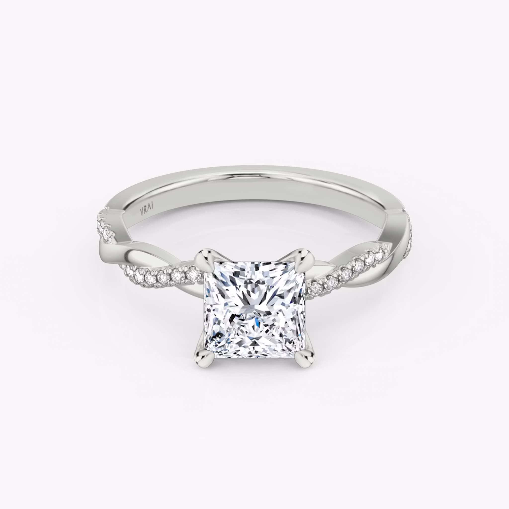twisted classic engagement ring princess pave white gold