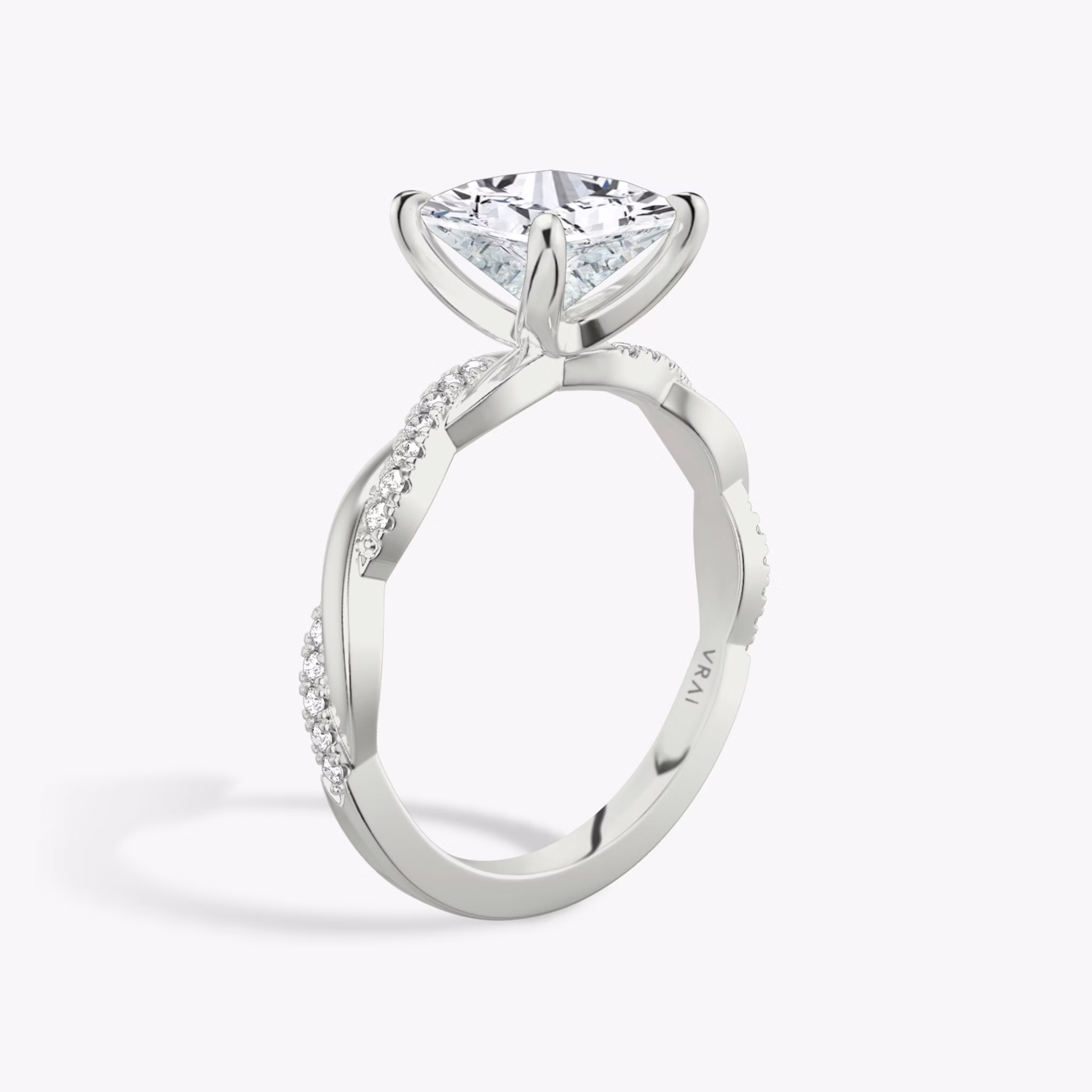 twisted classic engagement ring princess pave white gold