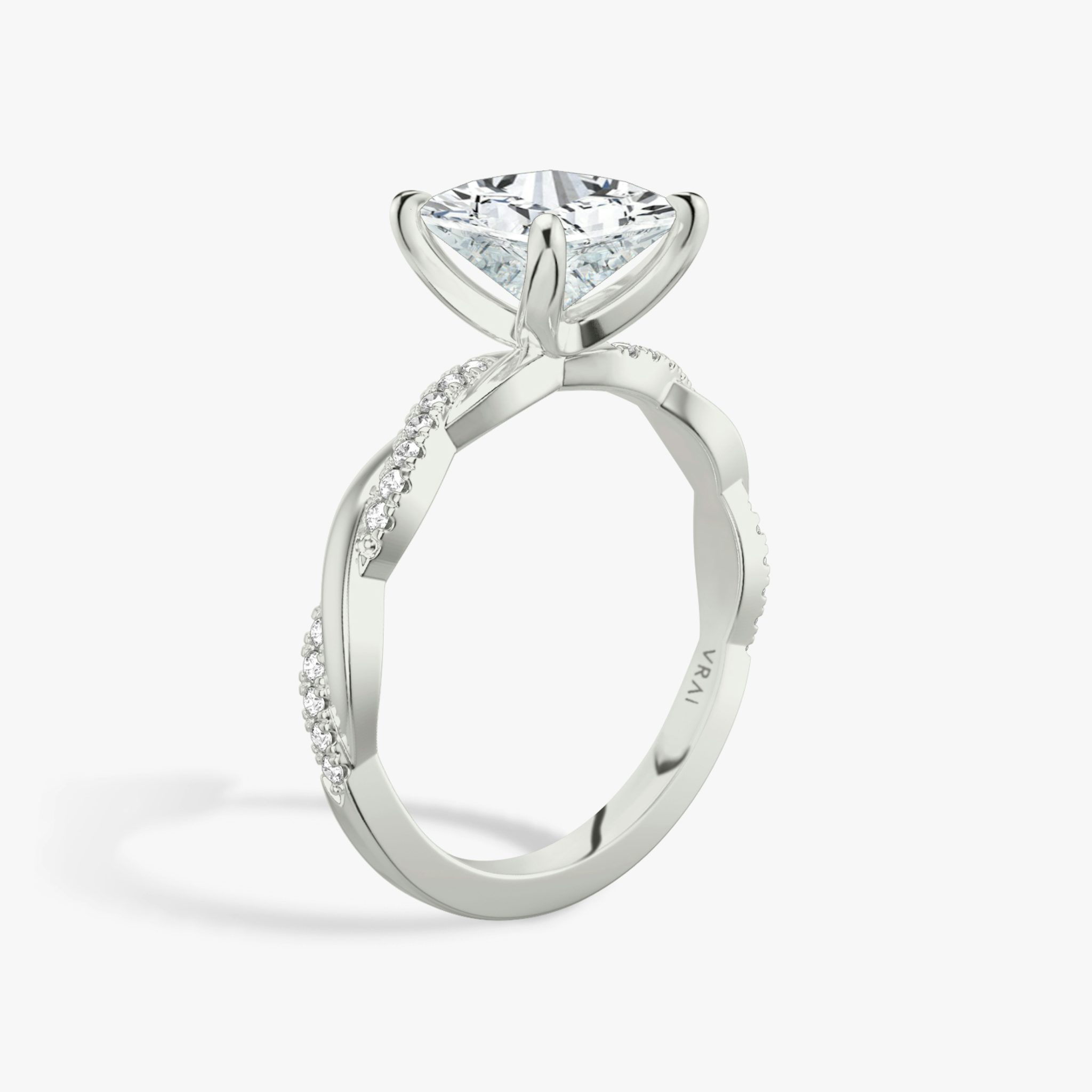 twisted classic engagement ring princess pave white gold