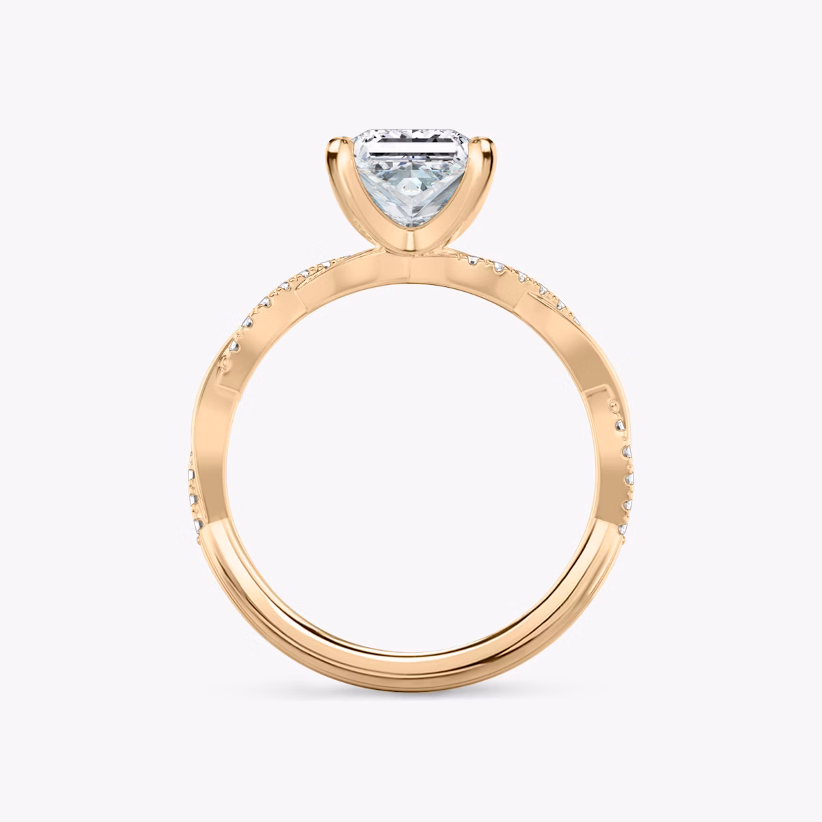 Twisted Classic | Princess | 14k | Roségold | bandAccent: Mit Pavé-Besatz | diamondOrientation: vertical | caratWeight: other