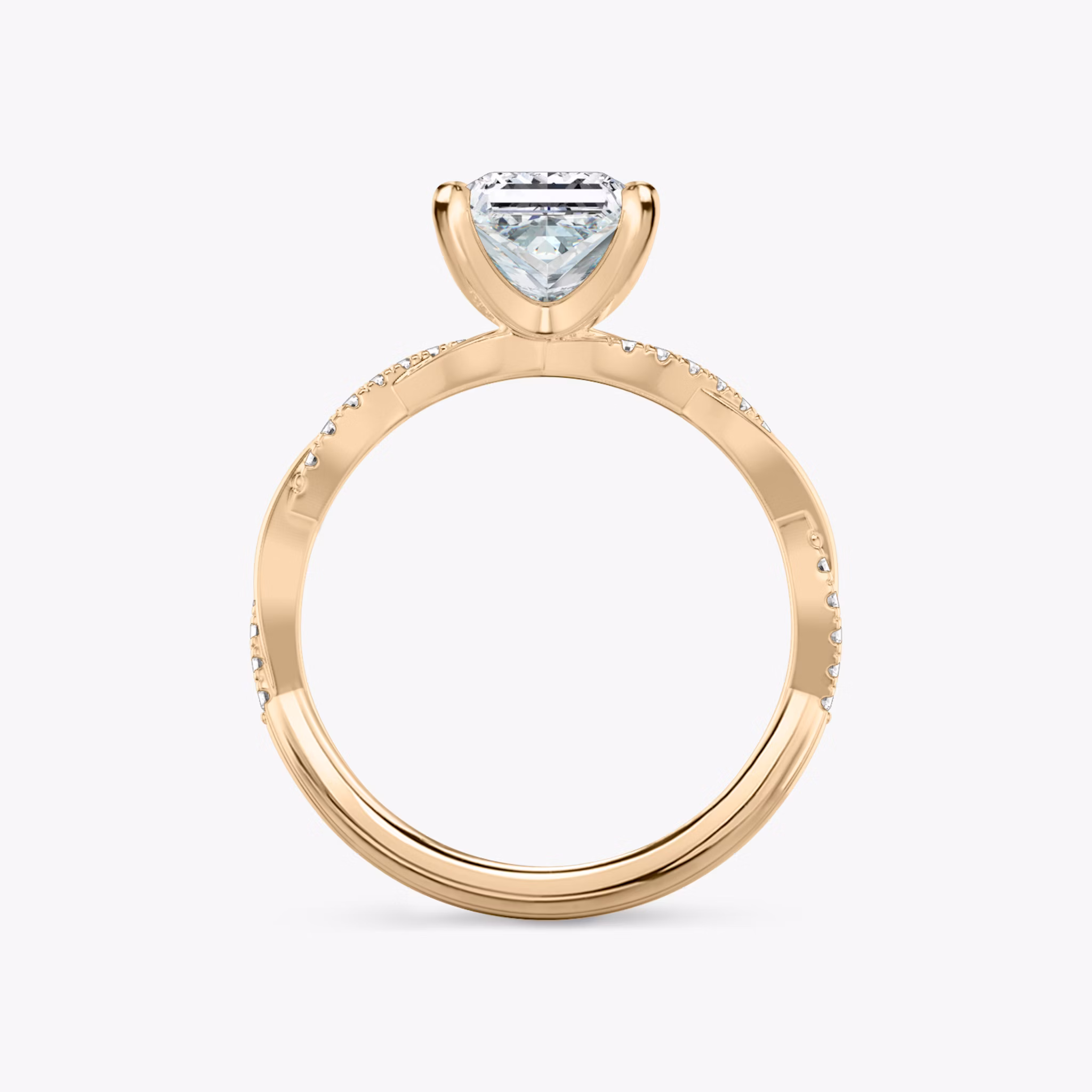 The Twisted Classic | Princess | 14k | Rose Gold | bandAccent: Pavé | diamondOrientation: vertical | caratWeight: other