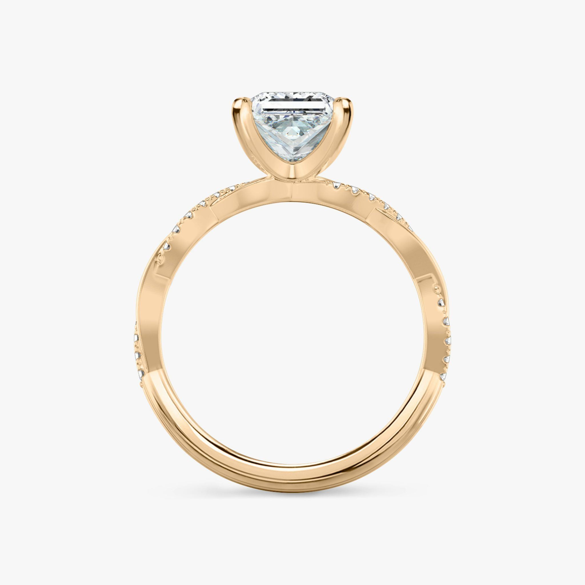 The Twisted Classic | Princess | 14k | Rose Gold | bandAccent: Pavé | diamondOrientation: vertical | caratWeight: other