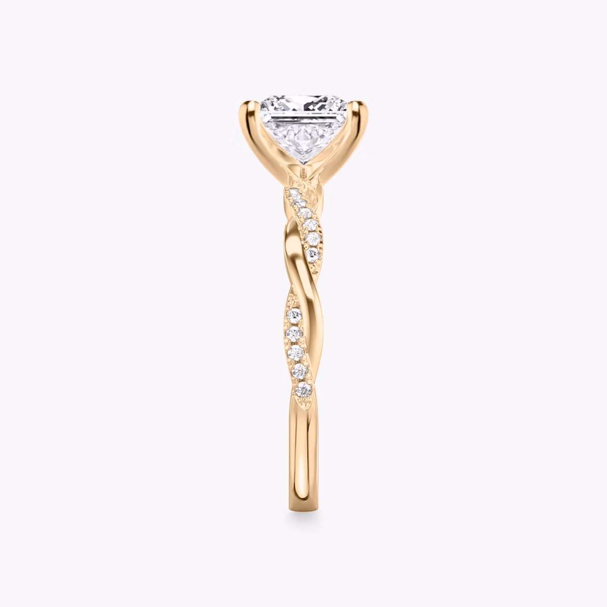 Twisted Classic | Princess | 14k | Roségold | bandAccent: Mit Pavé-Besatz | diamondOrientation: vertical | caratWeight: other