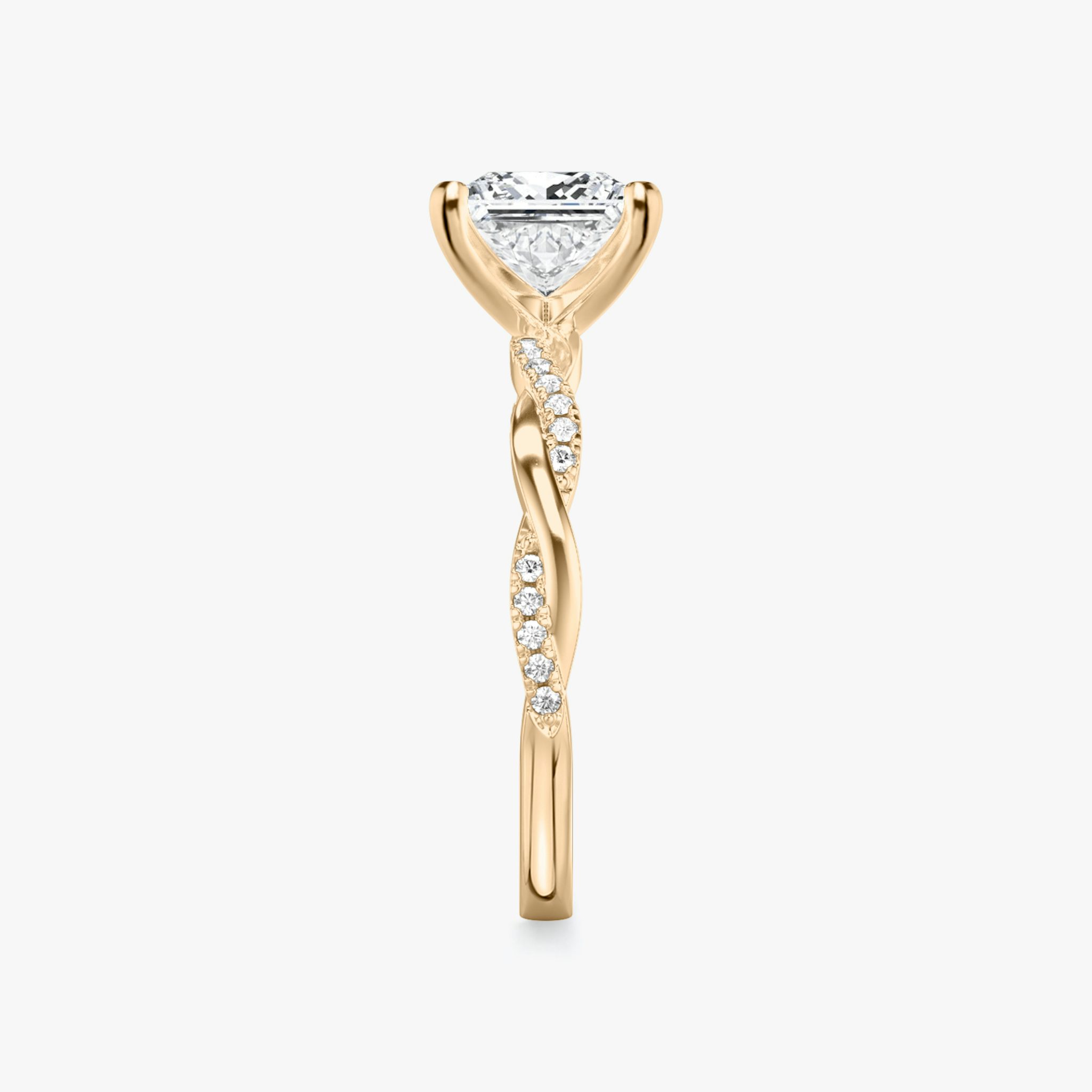 The Twisted Classic | Princess | 14k | Rose Gold | bandAccent: Pavé | diamondOrientation: vertical | caratWeight: other