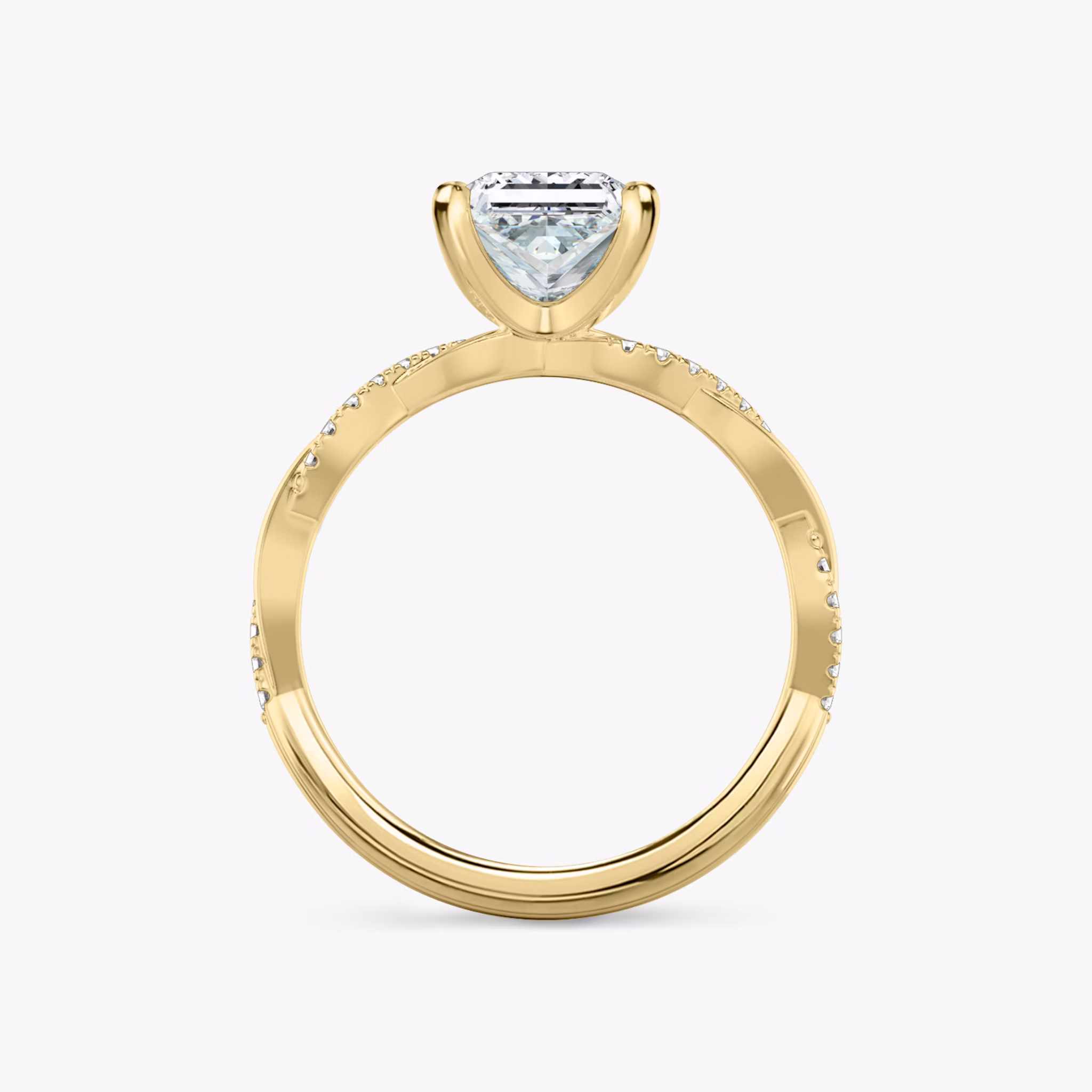 The Twisted Classic | Princess | 18k | Yellow Gold | bandAccent: Pavé | diamondOrientation: vertical | caratWeight: other