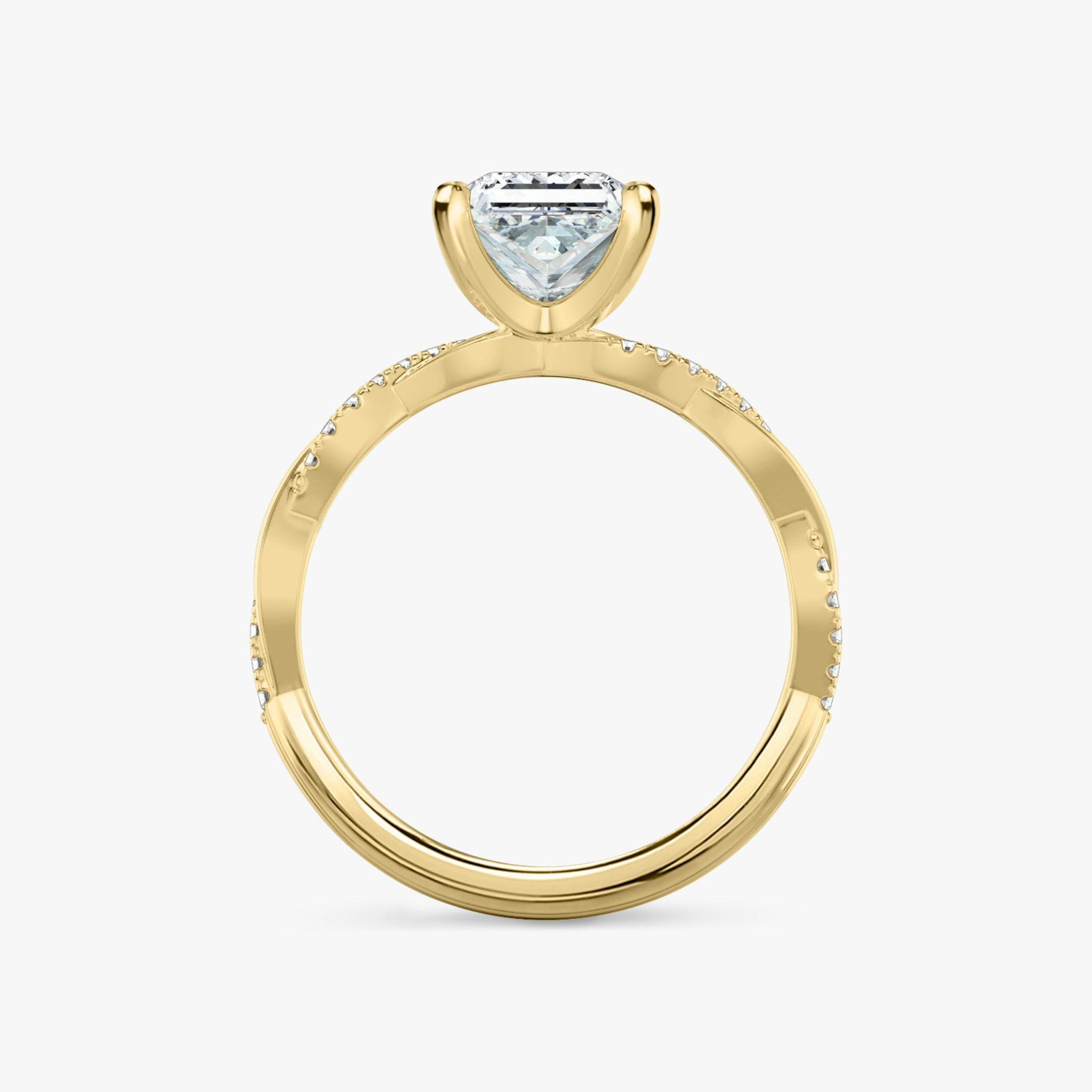 The Twisted Classic | Princess | 18k | Yellow Gold | bandAccent: Pavé | diamondOrientation: vertical | caratWeight: other