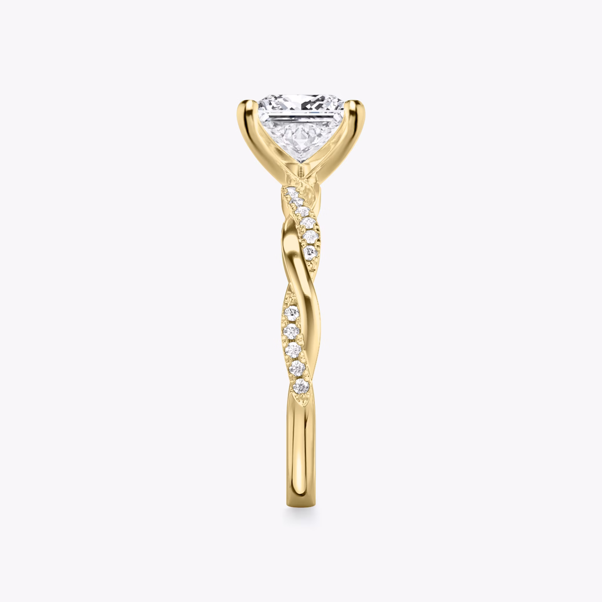 The Twisted Classic | Princess | 18k | Yellow Gold | bandAccent: Pavé | diamondOrientation: vertical | caratWeight: other