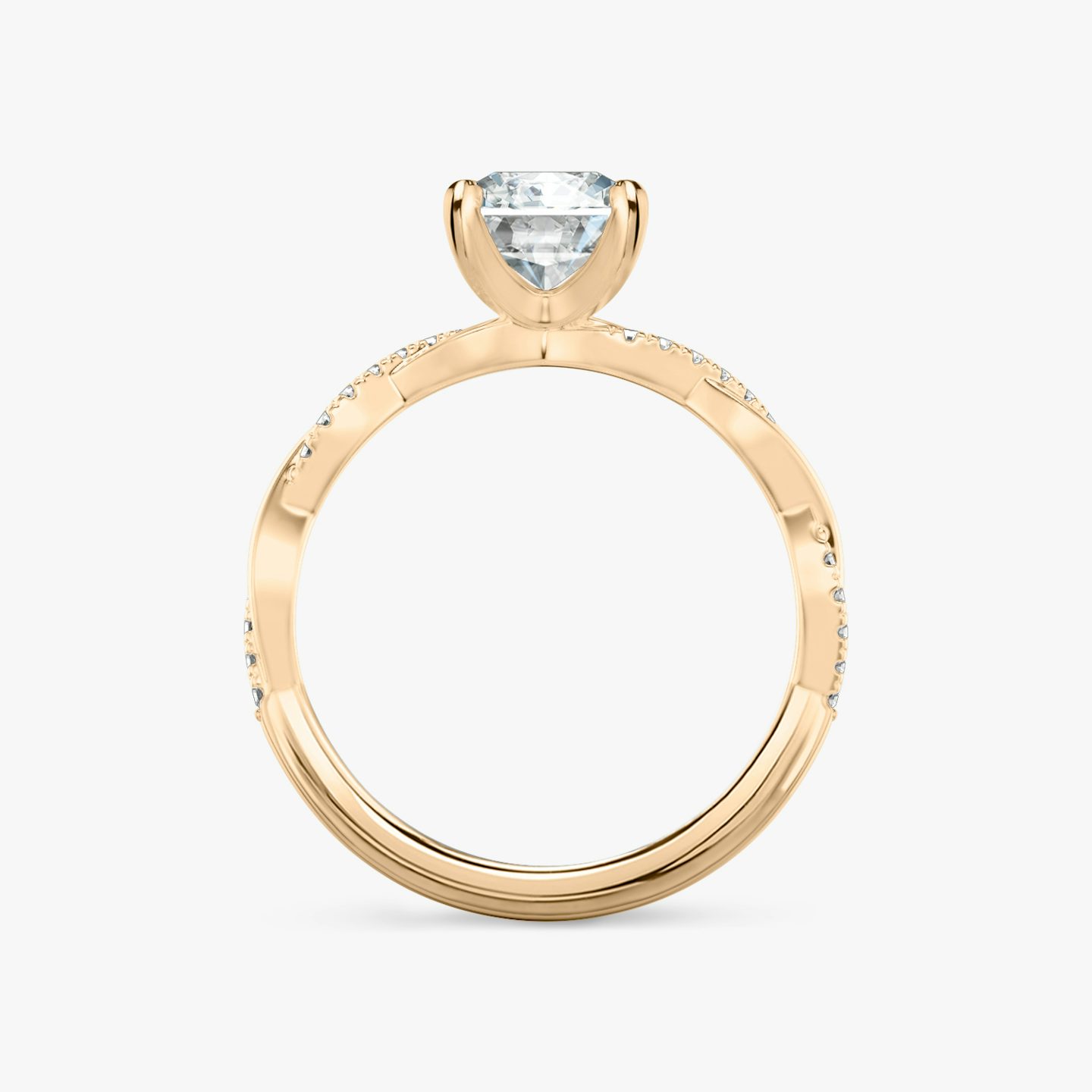 The Twisted Classic | Radiant | 14k | Rose Gold | bandAccent: Pavé | diamondOrientation: vertical | caratWeight: other