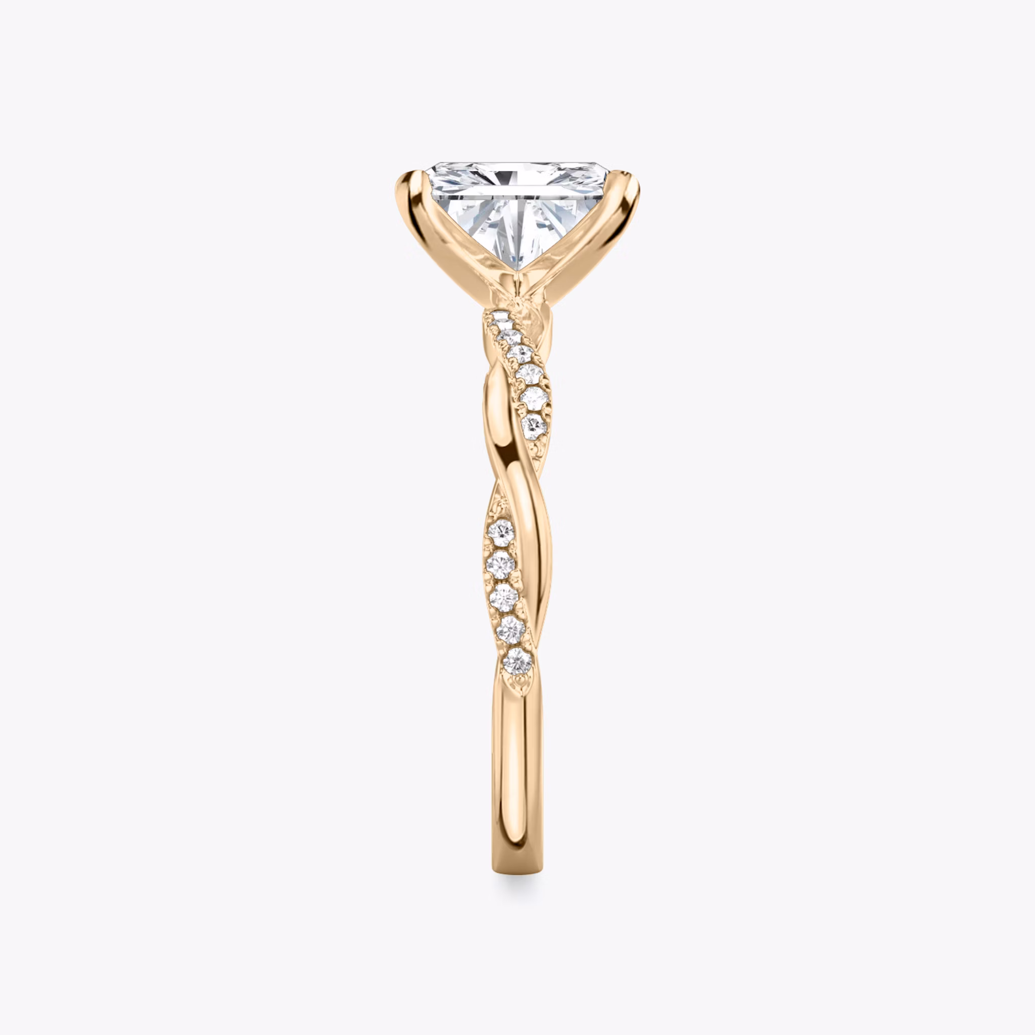 The Twisted Classic | Radiant | 14k | Rose Gold | bandAccent: Pavé | diamondOrientation: vertical | caratWeight: other