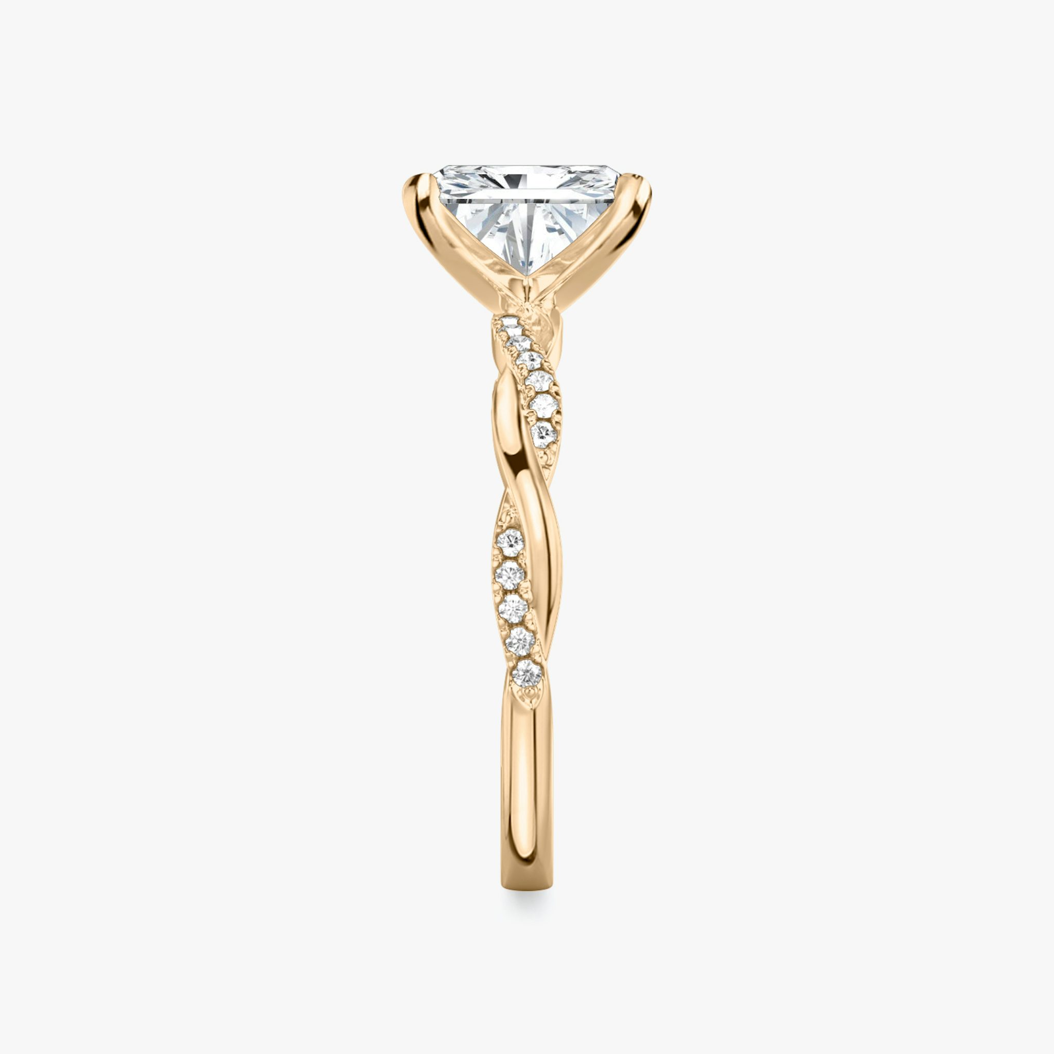 The Twisted Classic | Radiant | 14k | Rose Gold | bandAccent: Pavé | diamondOrientation: vertical | caratWeight: other