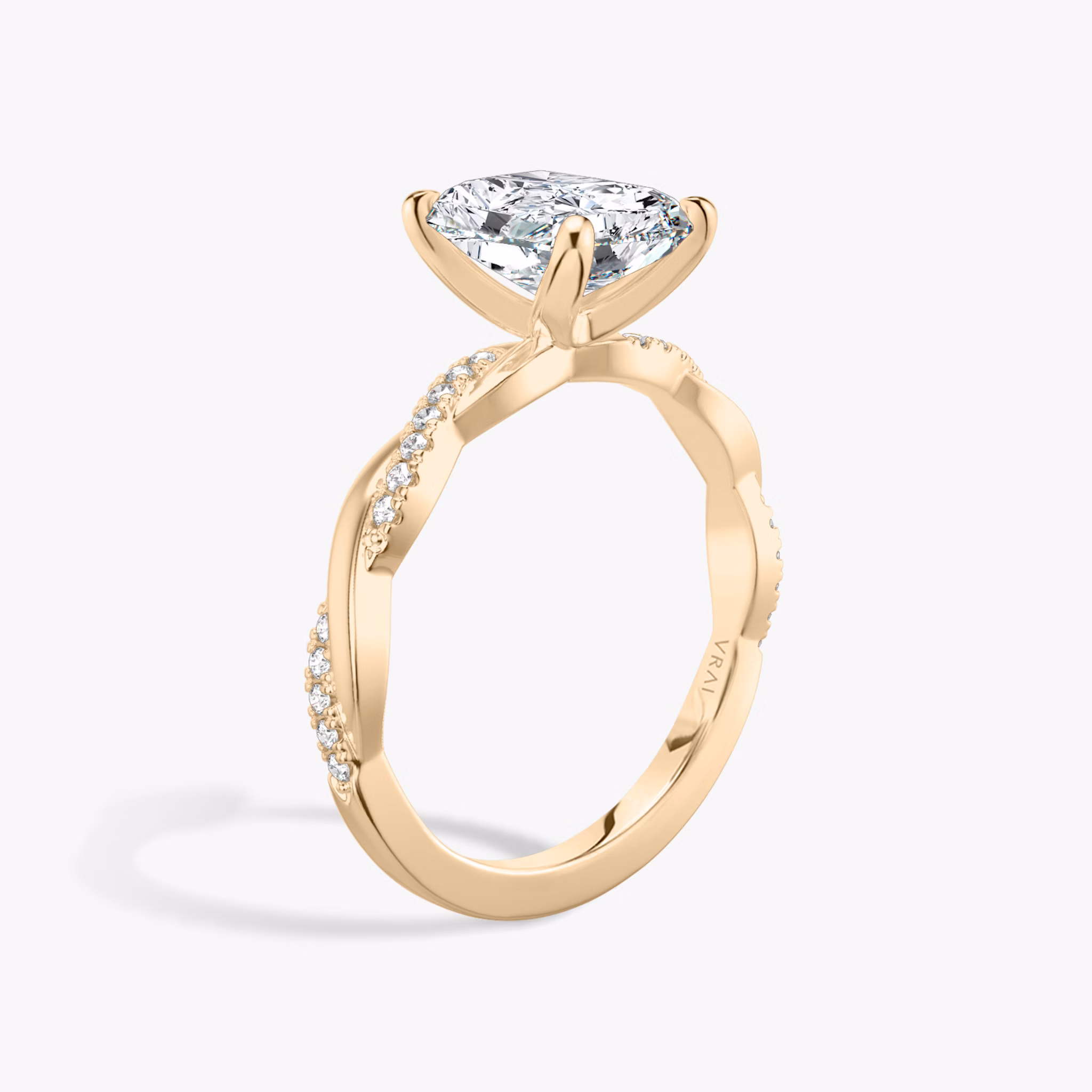 The Twisted Classic | Radiant | 14k | Rose Gold | bandAccent: Pavé | diamondOrientation: vertical | caratWeight: other