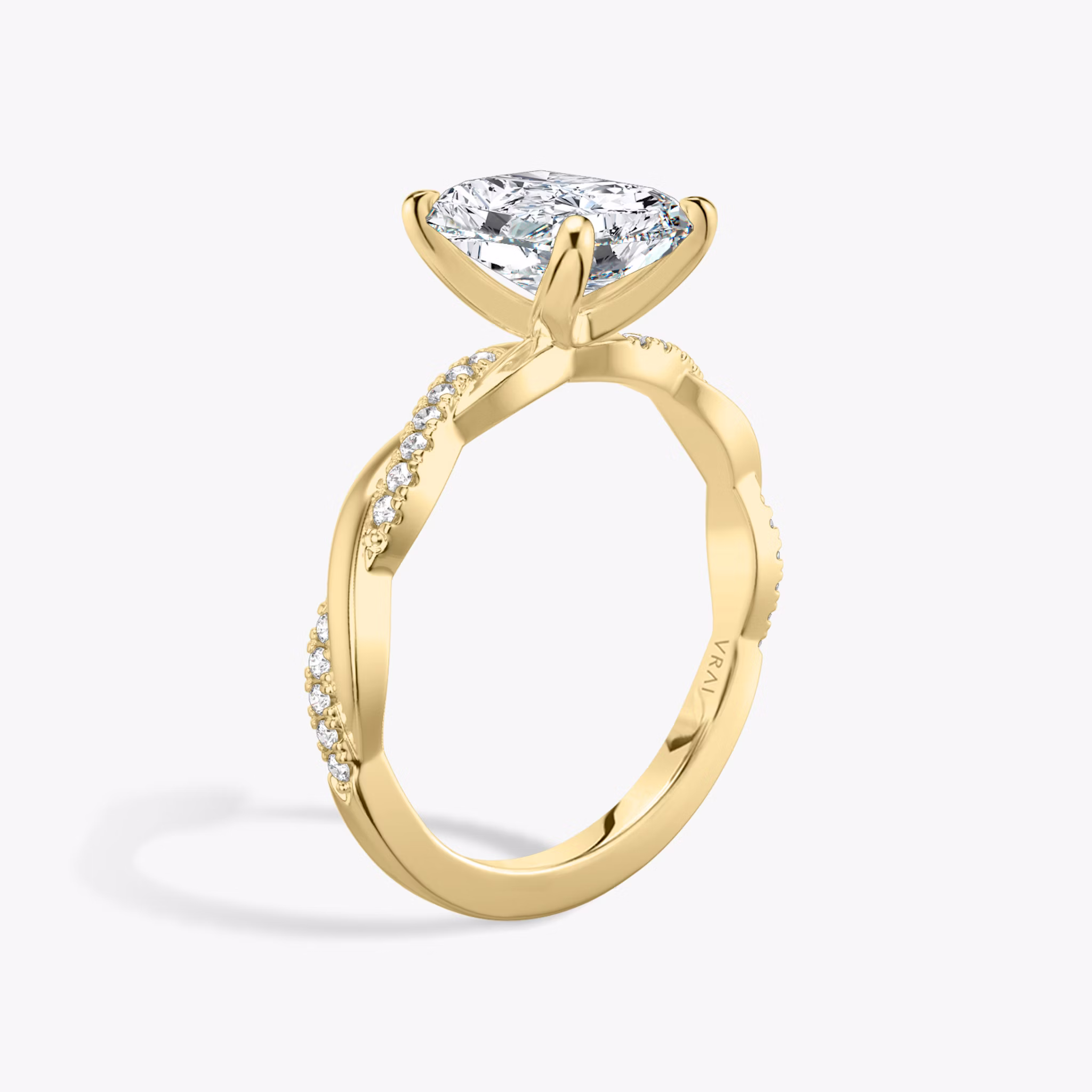 The Twisted Classic | Radiant | 18k | Yellow Gold | bandAccent: Pavé | diamondOrientation: vertical | caratWeight: other