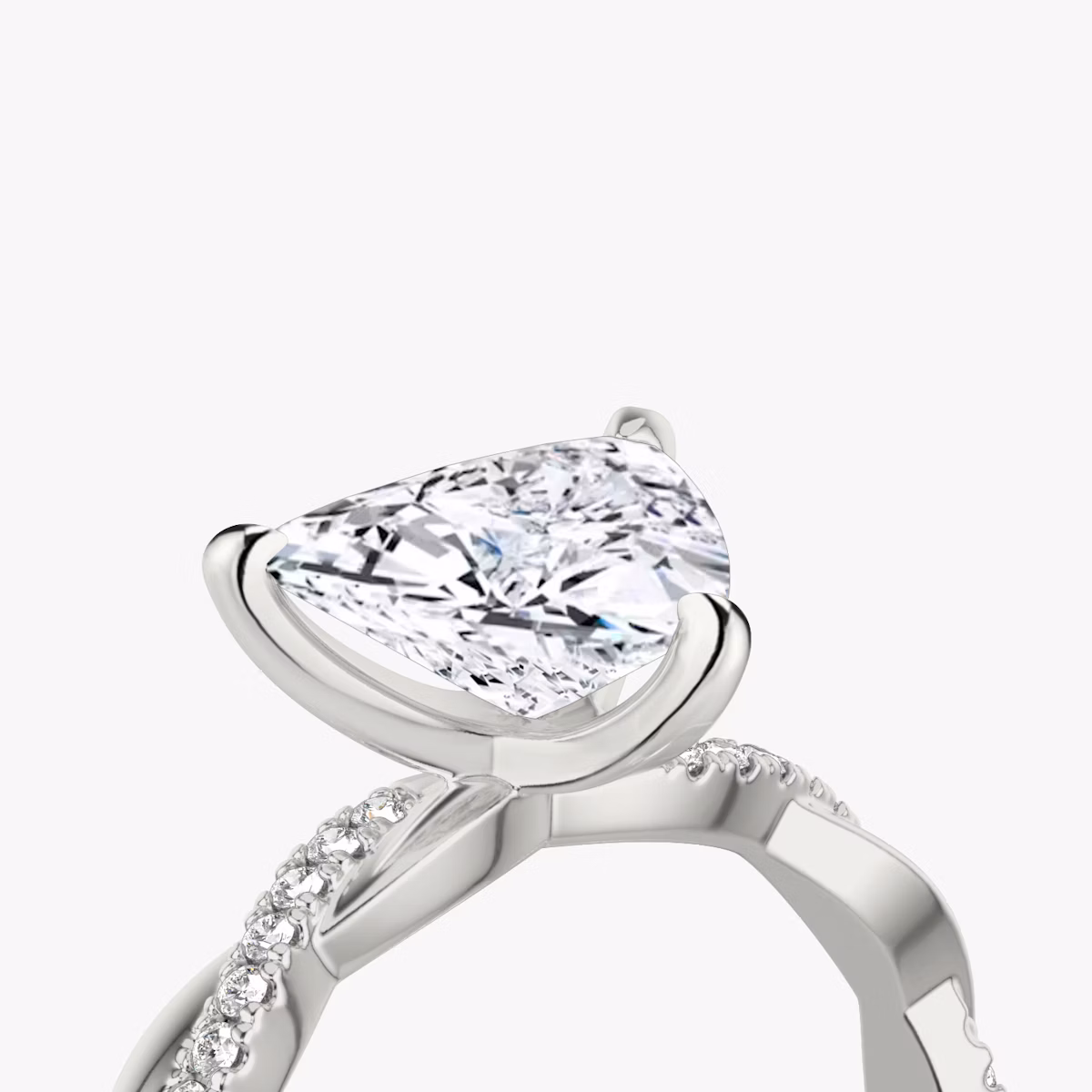 The Twisted Classic | Trillion | 18k | White Gold | bandAccent: Pavé | diamondOrientation: vertical | caratWeight: other