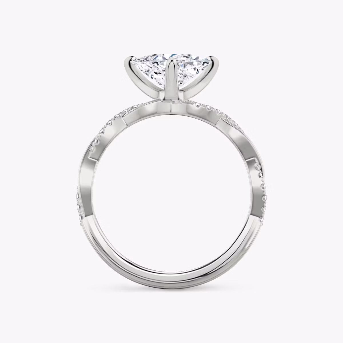 The Twisted Classic | Trillion | 18k | White Gold | bandAccent: Pavé | diamondOrientation: vertical | caratWeight: other