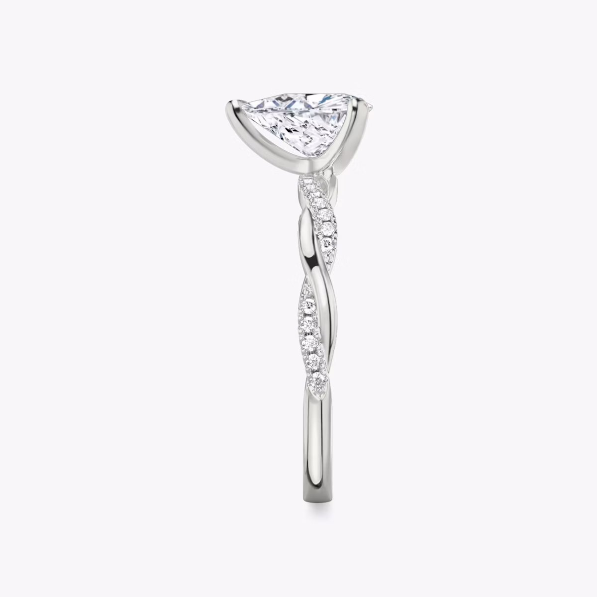 The Twisted Classic | Trillion | 18k | White Gold | bandAccent: Pavé | diamondOrientation: vertical | caratWeight: other