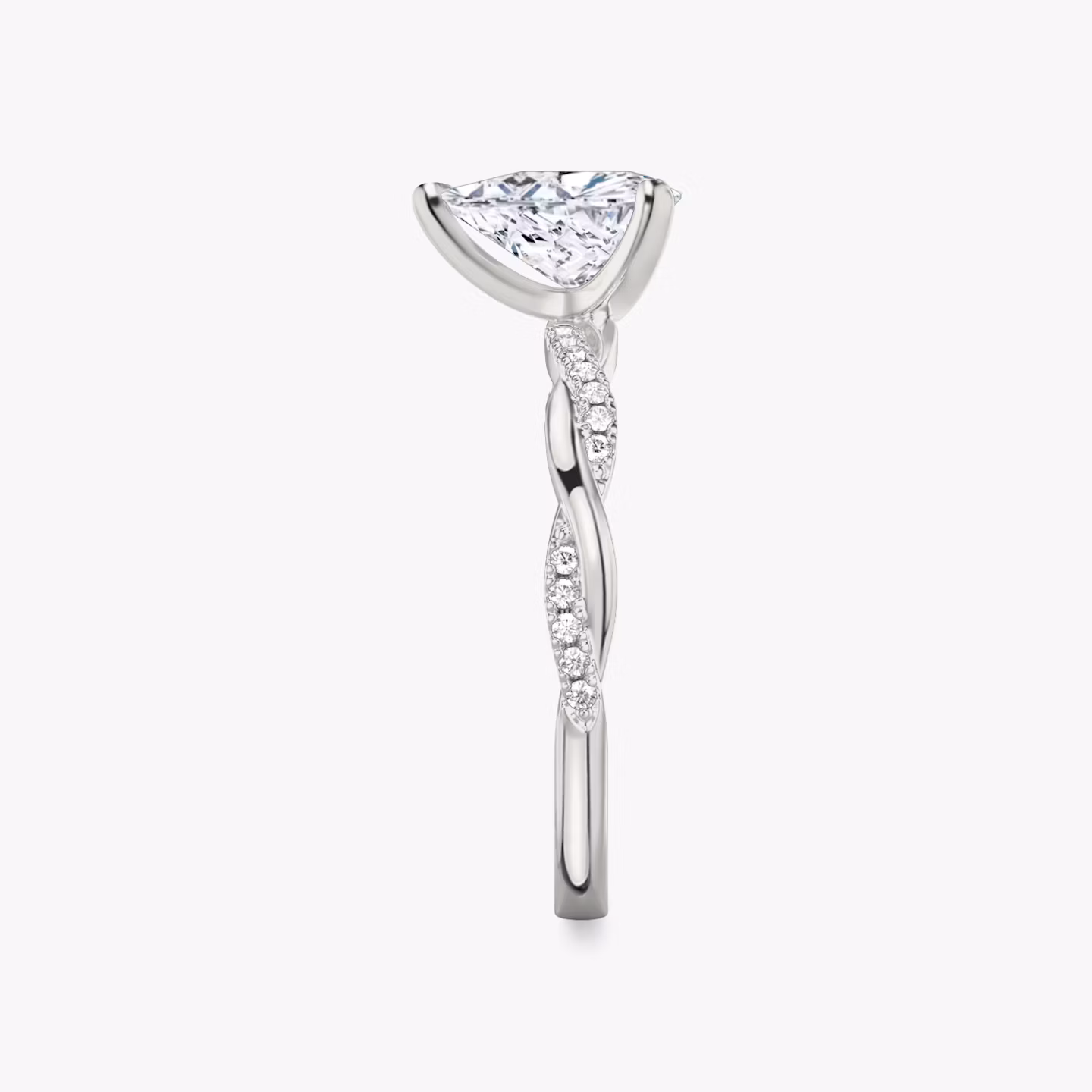 The Twisted Classic | Trillion | Platinum | bandAccent: Pavé | diamondOrientation: vertical | caratWeight: other
