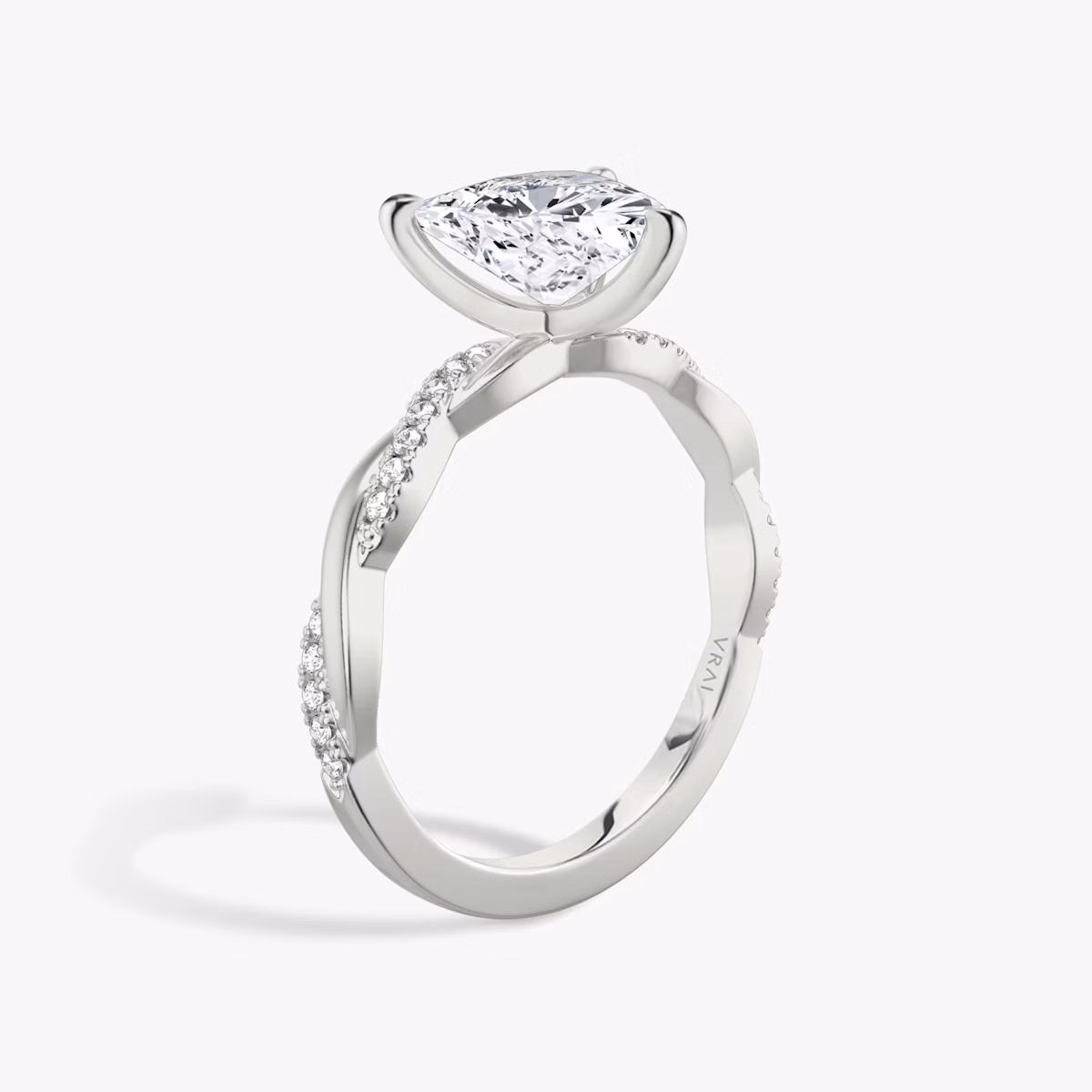 The Twisted Classic | Trillion | 18k | White Gold | bandAccent: Pavé | diamondOrientation: vertical | caratWeight: other