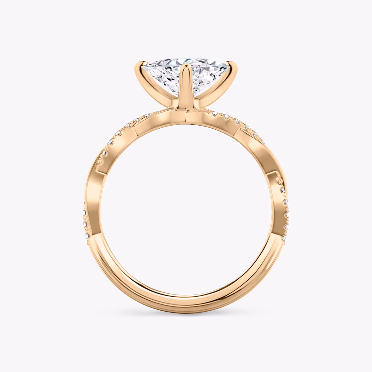 The Twisted Classic | Trillion | 14k | Rose Gold | bandAccent: Pavé | diamondOrientation: vertical | caratWeight: other