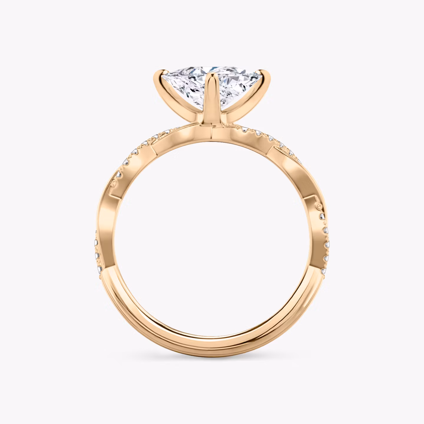 Anillo de compromiso Twisted Classic | Trillón | 14k | Oro rosa | bandAccent: Pavé twisted | diamondOrientation: vertical | caratWeight: other