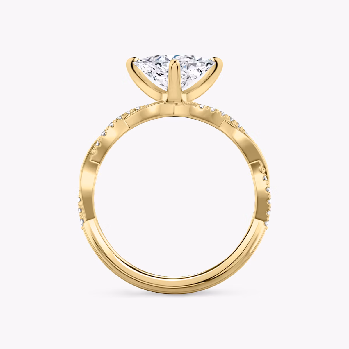 The Twisted Classic | Trillion | 18k | Yellow Gold | bandAccent: Pavé | diamondOrientation: vertical | caratWeight: other