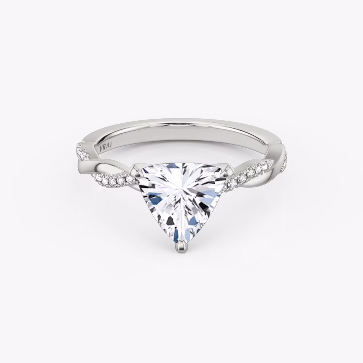 The Twisted Classic | Trillion | 18k | White Gold | bandAccent: Pavé | diamondOrientation: vertical | caratWeight: other