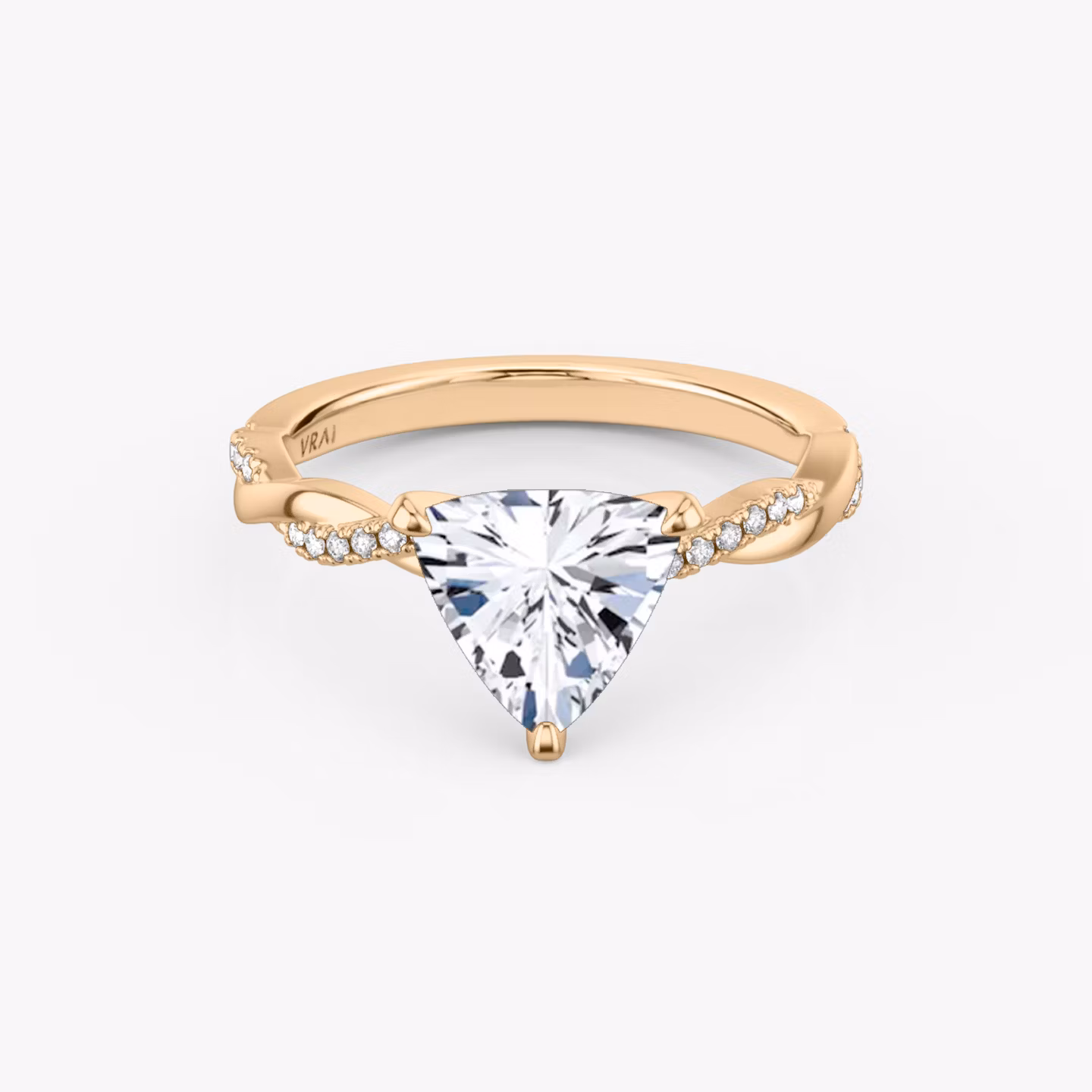 Anillo de compromiso Twisted Classic | Trillón | 14k | Oro rosa | bandAccent: Pavé twisted | diamondOrientation: vertical | caratWeight: other