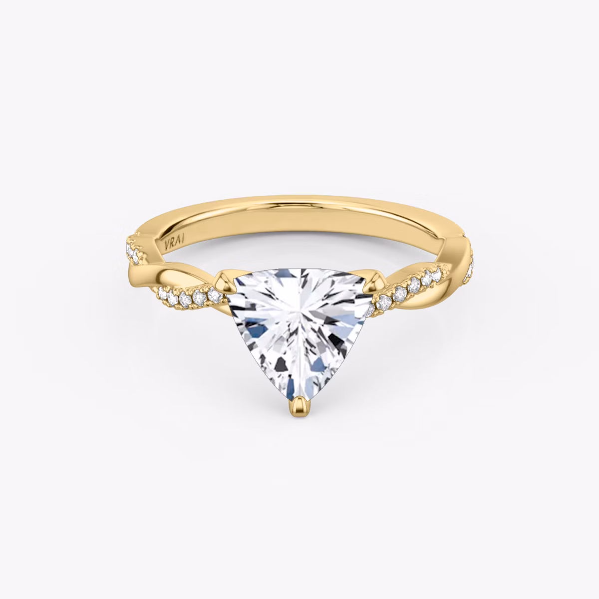 The Twisted Classic | Trillion | 18k | Yellow Gold | bandAccent: Pavé | diamondOrientation: vertical | caratWeight: other