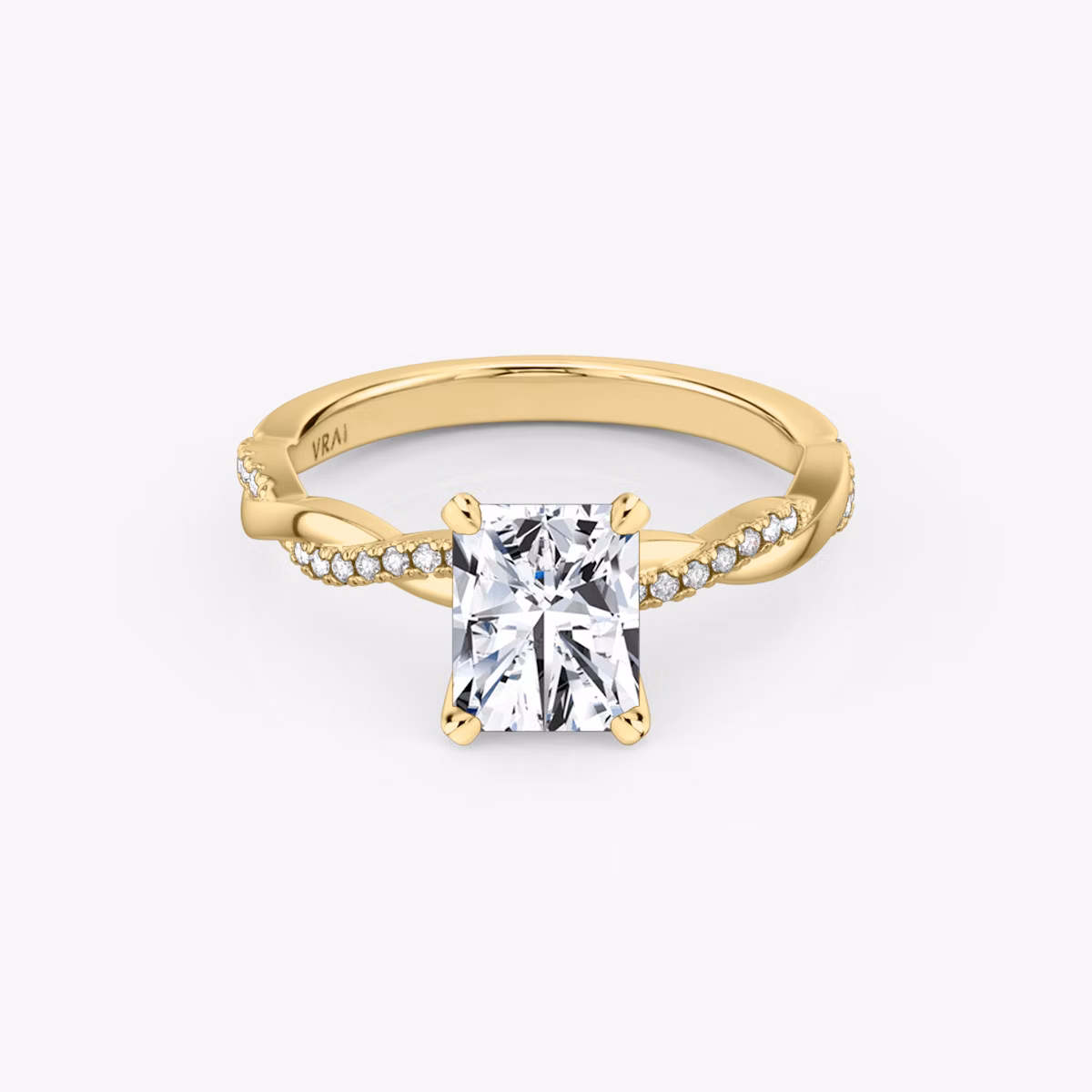 The Twisted Classic | Radiant | 18k | Yellow Gold | bandAccent: Pavé | diamondOrientation: vertical | caratWeight: other
