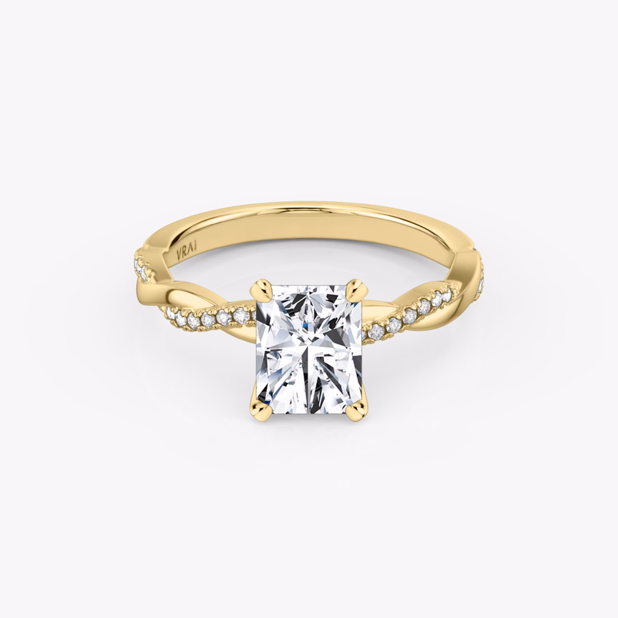 The Twisted Classic | Radiant | 18k | Yellow Gold | bandAccent: Pavé | diamondOrientation: vertical | caratWeight: other
