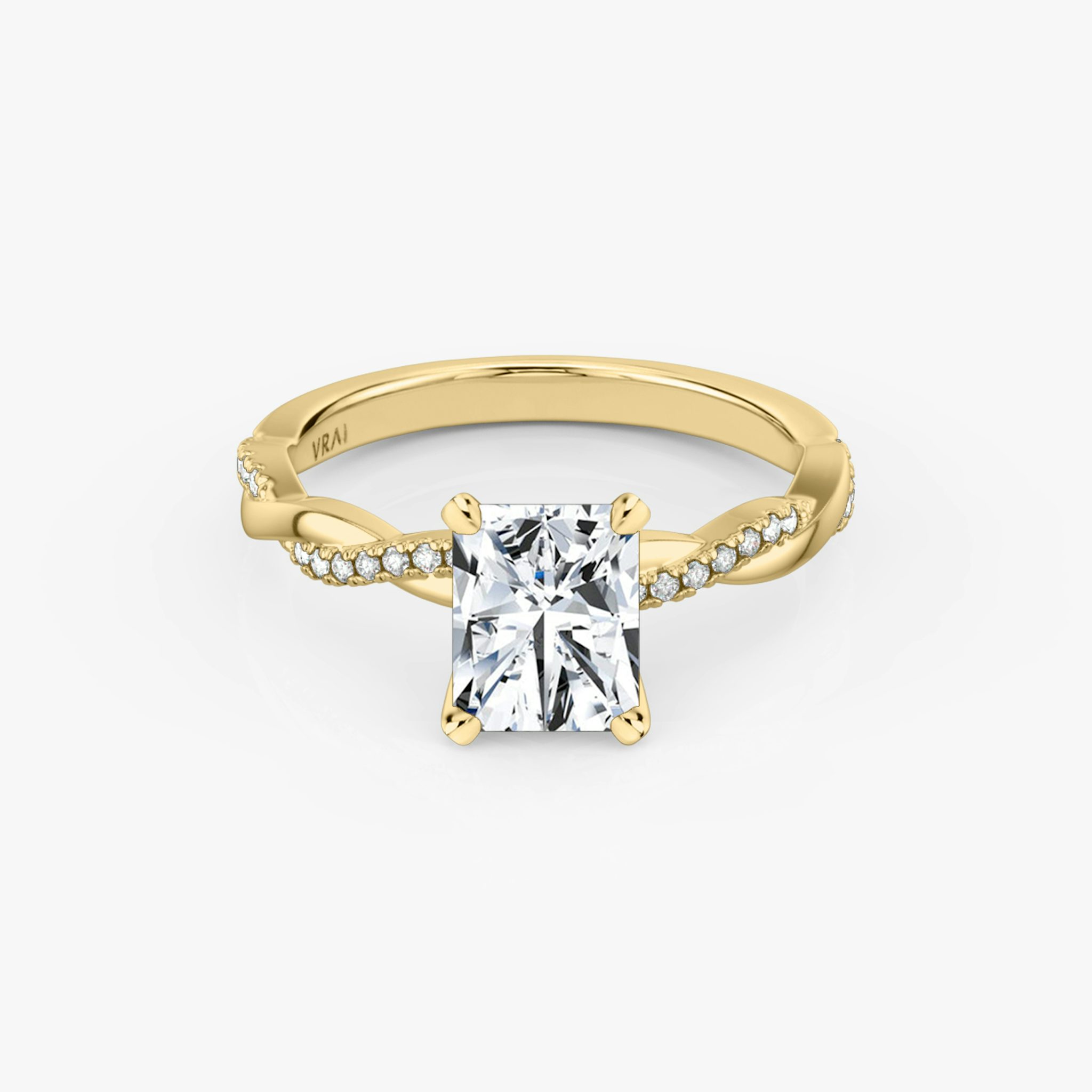 The Twisted Classic | Radiant | 18k | Yellow Gold | bandAccent: Pavé | diamondOrientation: vertical | caratWeight: other